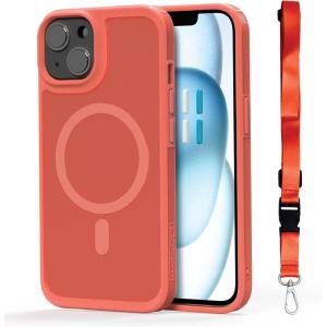 BLACK+DECKER for iPhone 15 Case, Compatible with MagSafe, Shockproof Military-Grade Protection, Magnetic Phone Case for iPhone 15 Pro Max, Blue (Changeable Buttons & Lanyard)(Coral Rose)
