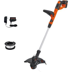 Black+Decker 40V MAX 13 Inch String Trimmer and Lawn Edger with Battery and Charger, Cordless Weed Eater with Charge Indicator, High Torque PowerDrive Technology (LST140C)(40V String Trimmer Kit)
