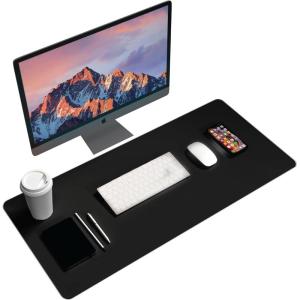 Black+Decker Faux Leather Desk Mat for Keyboard and Mouse – Protective Desk Decor – Gaming, Work from Home, Office Accessory(Black)