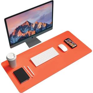 Black+Decker Faux Leather Desk Mat for Keyboard and Mouse – Protective Desk Decor – Gaming, Work from Home, Office Accessory(Coral Rose)