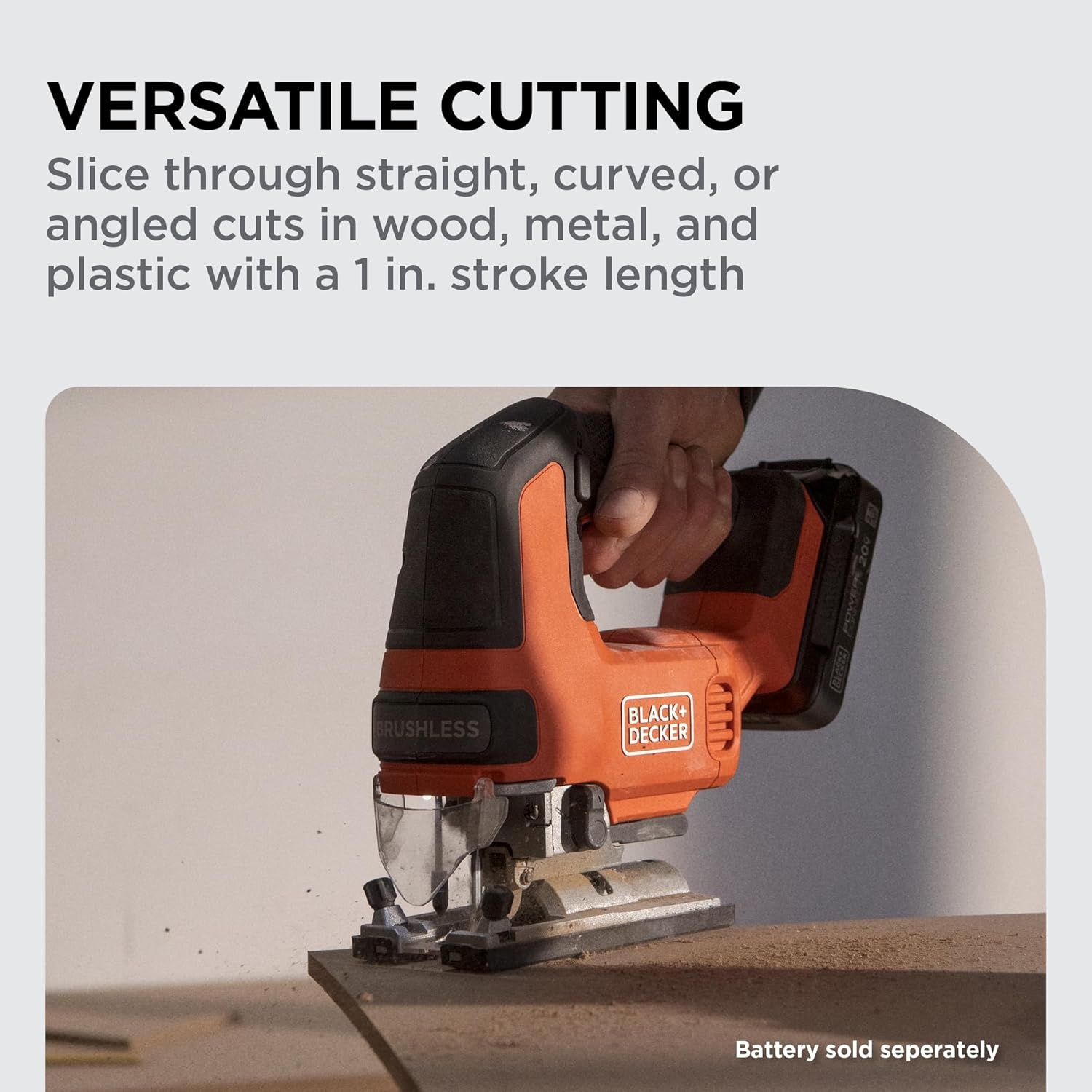 imageBLACKDECKER 20V MAX Brushless Cordless JigSaw Kit with 25Ah Battery and Charger 24T Steel Blade 6T Wood Blade Up to 82 Ft per Charge 1 In Stroke Variable Speed LED PowerConnect BLJS78E1Tool Only