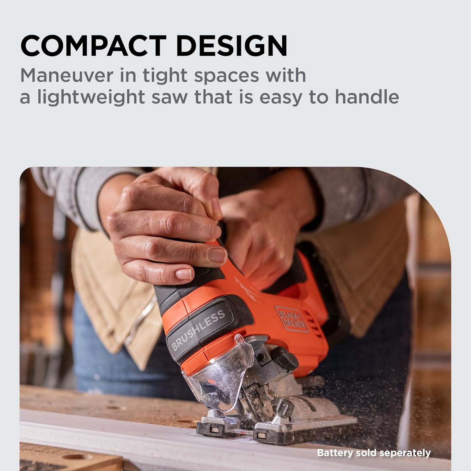 imageBLACKDECKER 20V MAX Brushless Cordless JigSaw Kit with 25Ah Battery and Charger 24T Steel Blade 6T Wood Blade Up to 82 Ft per Charge 1 In Stroke Variable Speed LED PowerConnect BLJS78E1Tool Only