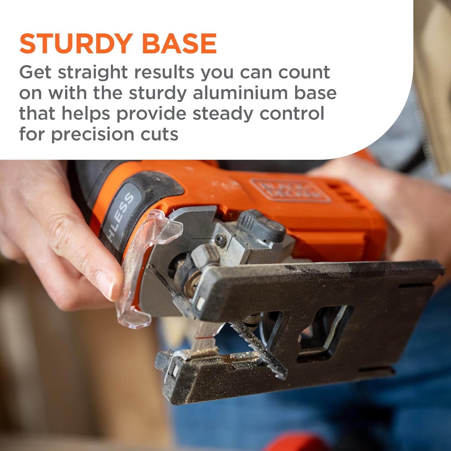imageBLACKDECKER 20V MAX Brushless Cordless JigSaw Kit with 25Ah Battery and Charger 24T Steel Blade 6T Wood Blade Up to 82 Ft per Charge 1 In Stroke Variable Speed LED PowerConnect BLJS78E1Tool Only