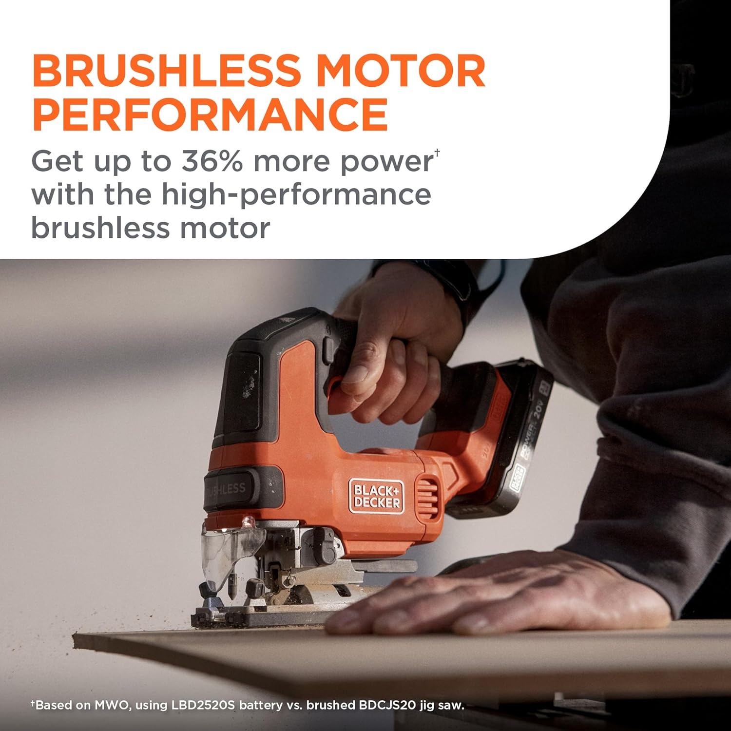 imageBLACKDECKER 20V MAX Brushless Cordless JigSaw Kit with 25Ah Battery and Charger 24T Steel Blade 6T Wood Blade Up to 82 Ft per Charge 1 In Stroke Variable Speed LED PowerConnect BLJS78E1Tool Battery Kit