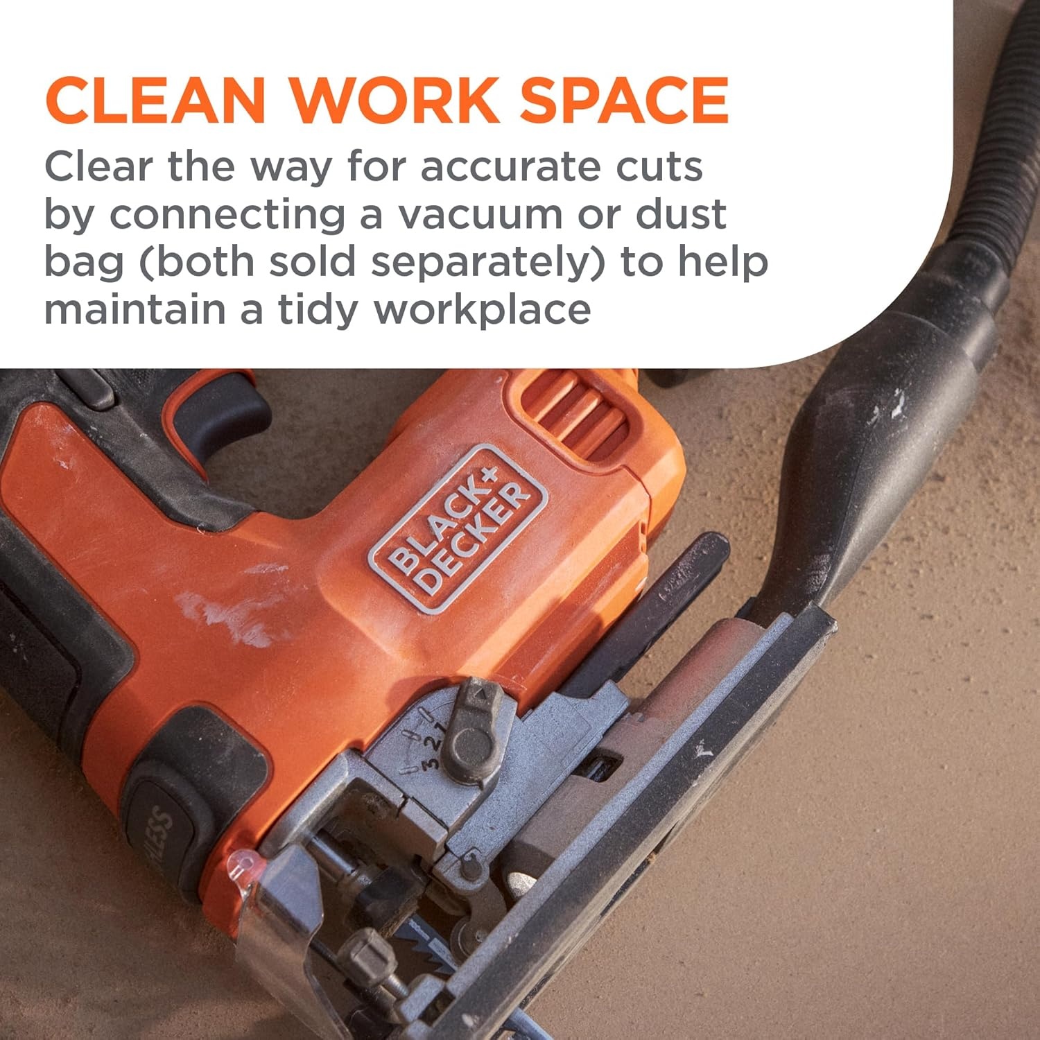 imageBLACKDECKER 20V MAX Brushless Cordless JigSaw Kit with 25Ah Battery and Charger 24T Steel Blade 6T Wood Blade Up to 82 Ft per Charge 1 In Stroke Variable Speed LED PowerConnect BLJS78E1Tool Only