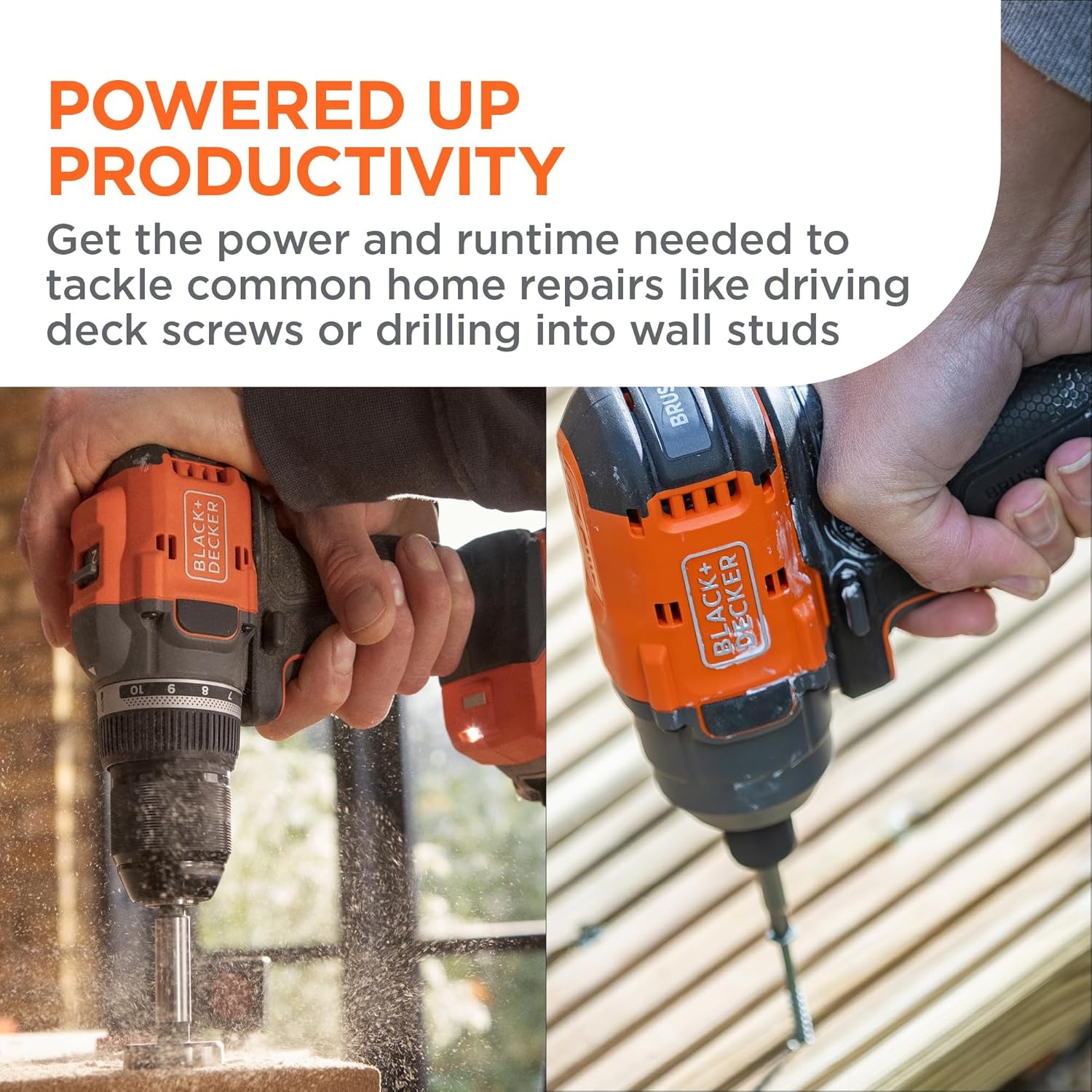 imageBLACKDECKER 20V MAX POWERCONNECT Brushless Cordless 12 In Drill Driver and 14 In Hex Impact Driver with 2Ah Battery and Charger Impact Drill Set with More Runtime High Torque LED BLDI782CKD1