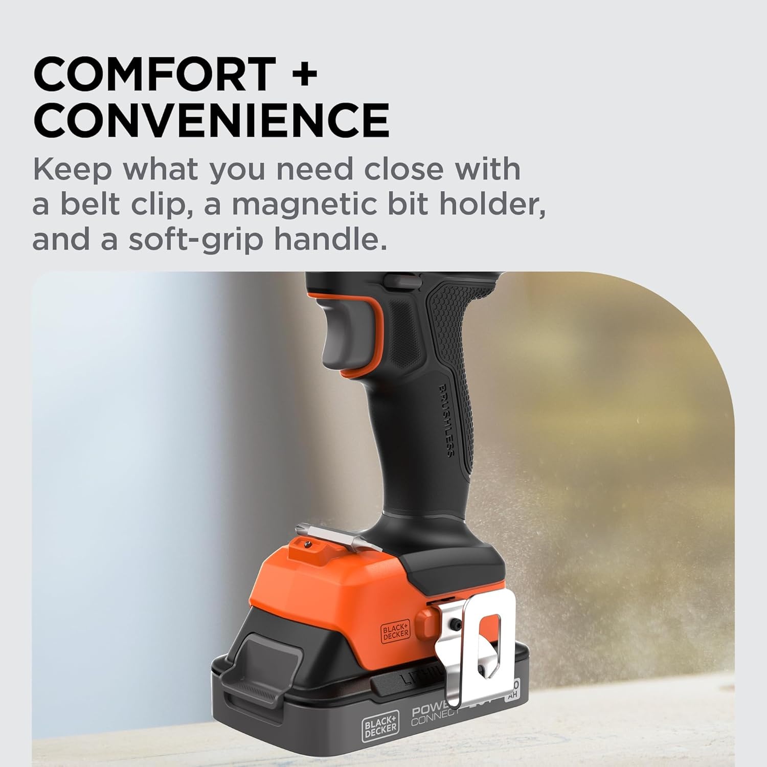 imageBLACKDECKER 20V MAX POWERCONNECT Brushless Cordless 12 In Drill Driver and 14 In Hex Impact Driver with 2Ah Battery and Charger Impact Drill Set with More Runtime High Torque LED BLDI782CKD1
