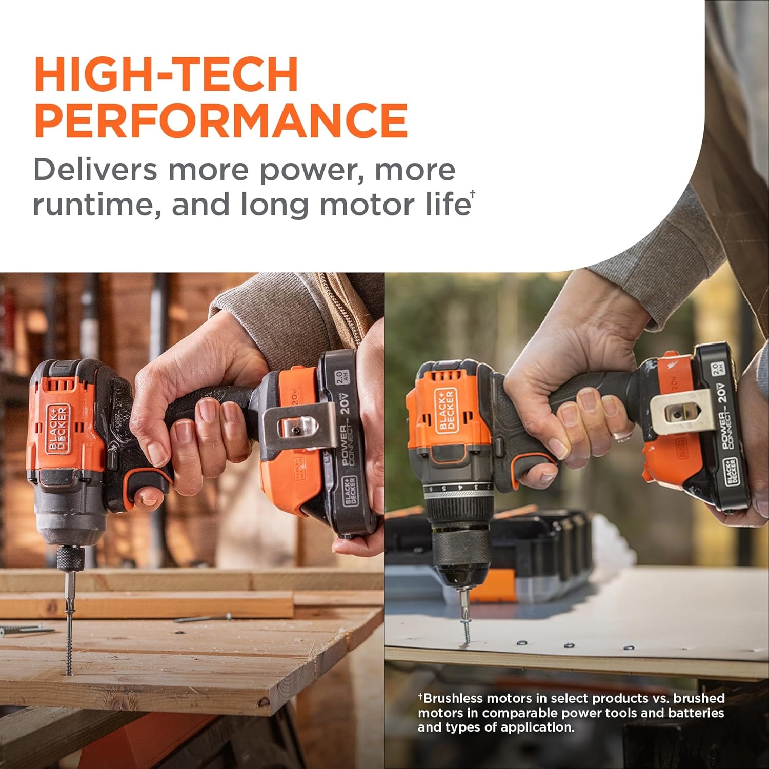 imageBLACKDECKER 20V MAX POWERCONNECT Brushless Cordless 12 In Drill Driver and 14 In Hex Impact Driver with 2Ah Battery and Charger Impact Drill Set with More Runtime High Torque LED BLDI782CKD1