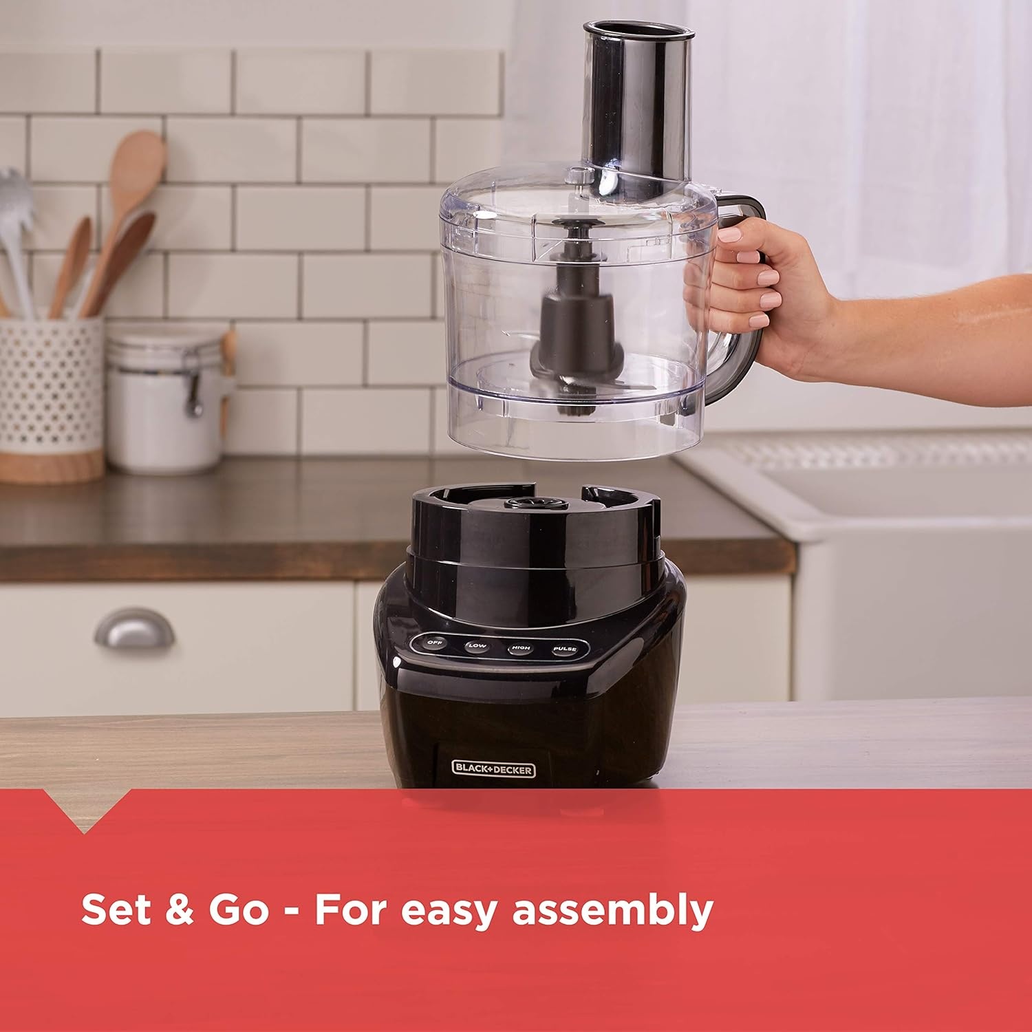 imageBLACKDECKER 3in1 Easy Assembly 8Cup Food Processor Stainless Steel SBlade EasyClean Touchpad Controls BlackLarge Pack of 2