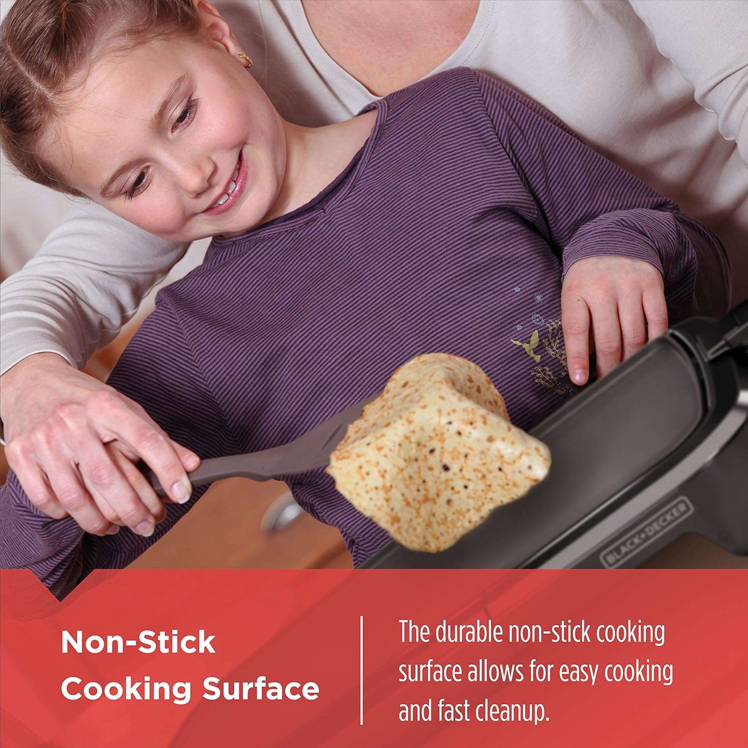 imageBLACKDECKER 8Serving Electric Griddle GD2051B NonStick Cooking Surface Warming Tray Removable Drip Tray Family SizedGriddle