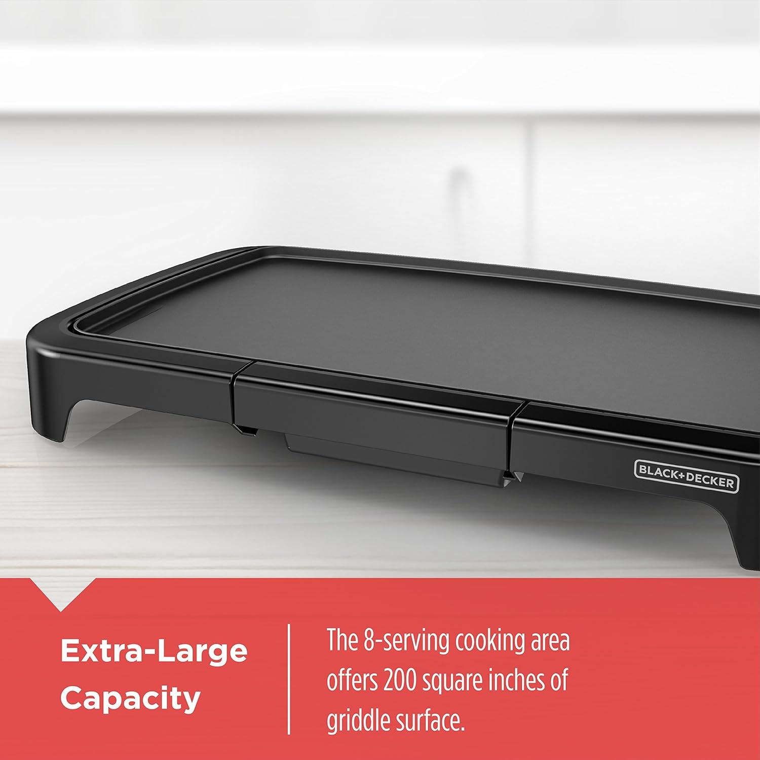 imageBLACKDECKER 8Serving Electric Griddle GD2051B NonStick Cooking Surface Warming Tray Removable Drip Tray Family SizedGriddle