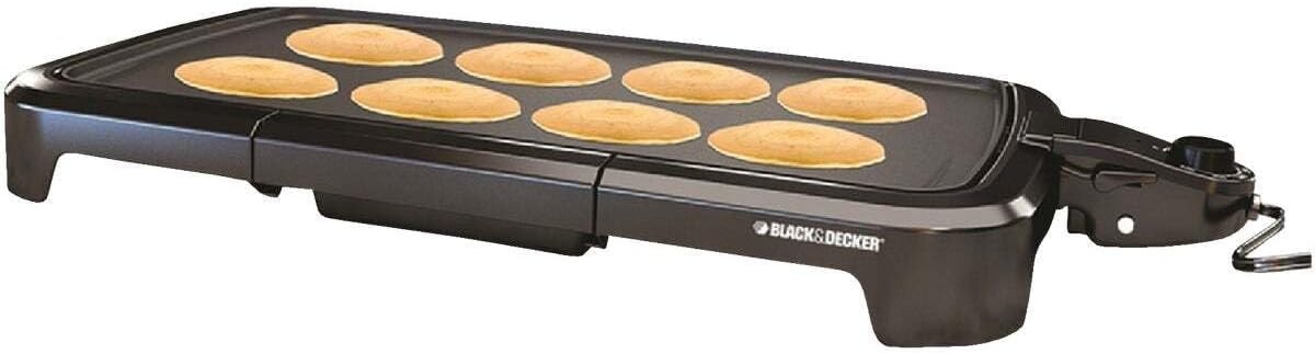 imageBLACKDECKER 8Serving Electric Griddle GD2051B NonStick Cooking Surface Warming Tray Removable Drip Tray Family SizedGriddle with Warming Tray