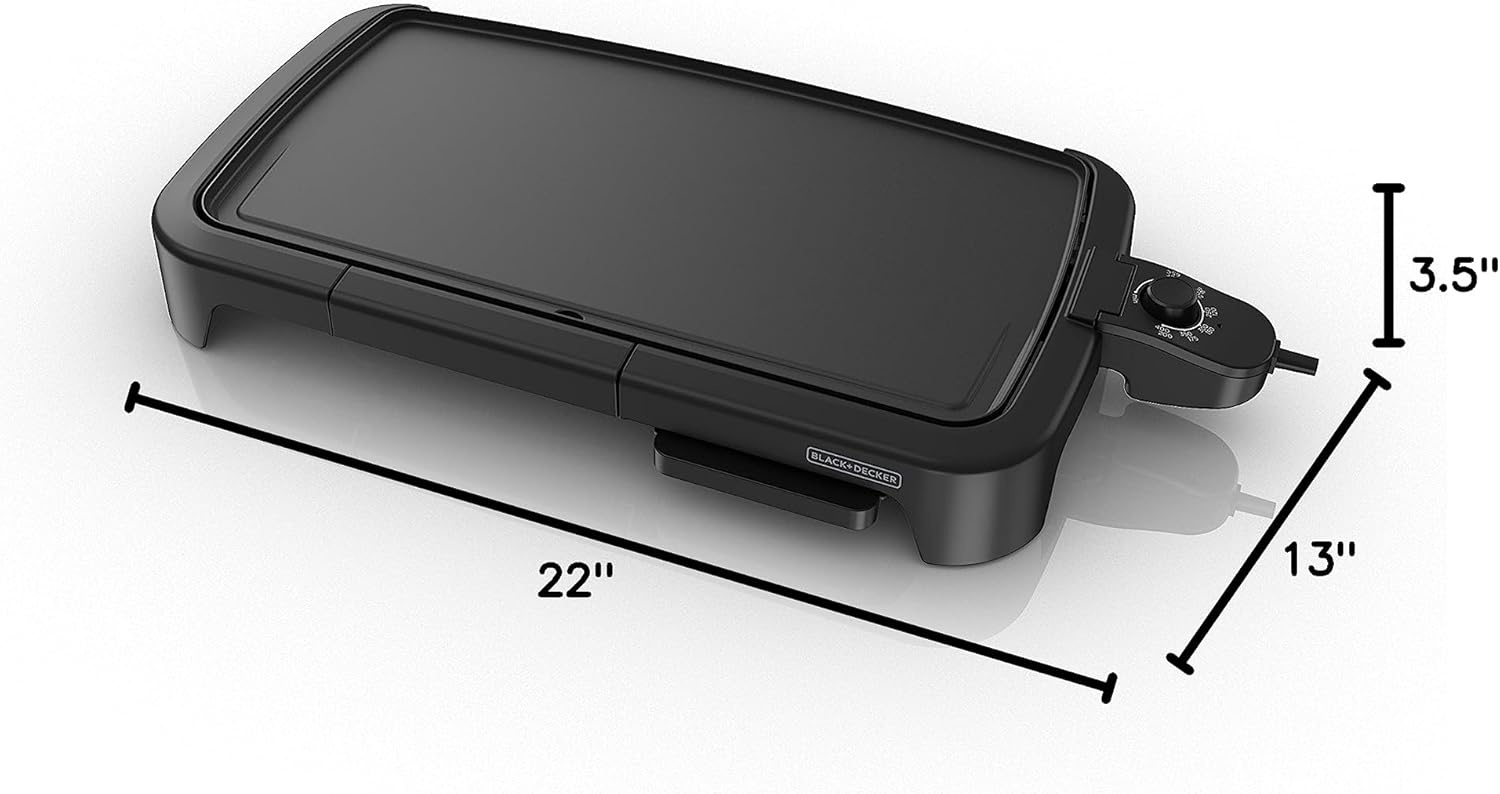 imageBLACKDECKER 8Serving Electric Griddle GD2051B NonStick Cooking Surface Warming Tray Removable Drip Tray Family SizedGriddle with Warming Tray