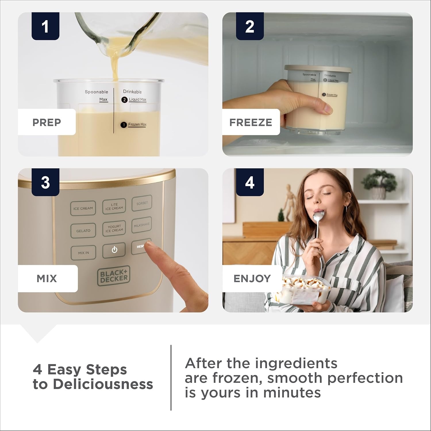 imageBLACKDECKER Ice Cream Maker for Families amp Kids Make Protein Keto amp DairyFree Ice Cream Gelato amp Milkshakes at Home Easy Creamy Pint Machine with MixInsIce Cream Maker