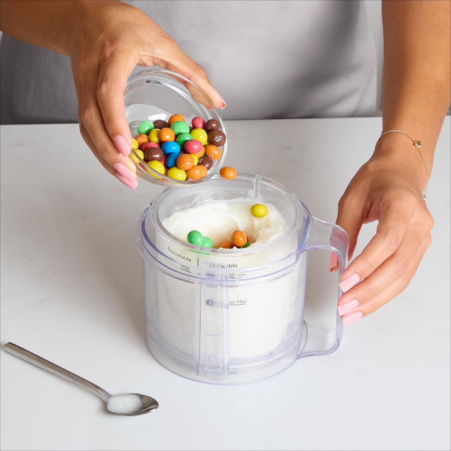 imageBLACKDECKER Ice Cream Maker for Families amp Kids Make Protein Keto amp DairyFree Ice Cream Gelato amp Milkshakes at Home Easy Creamy Pint Machine with MixInsIce Cream Maker