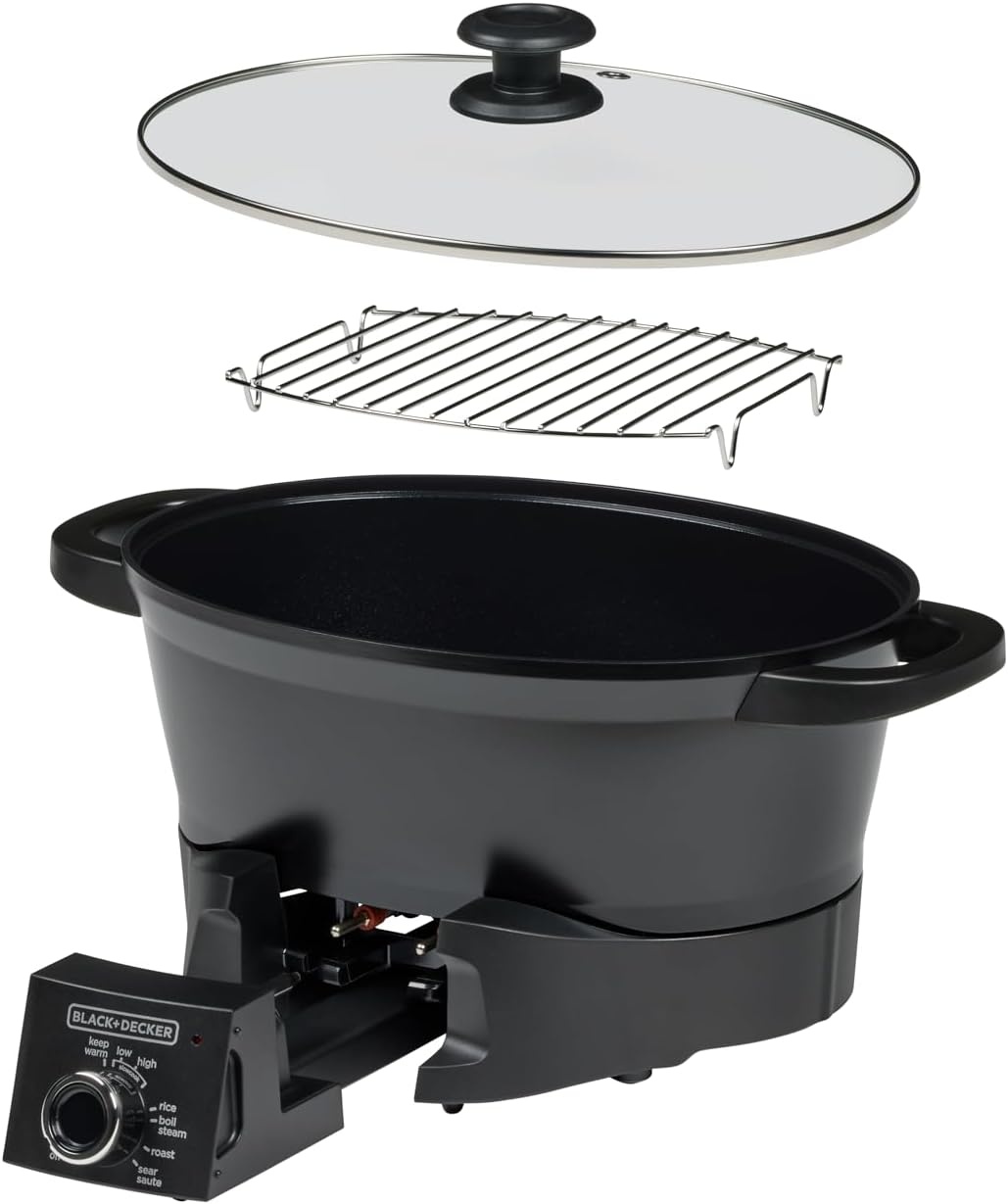 imageBLACKDECKER Multicooker 7QT Family Size 5in1 Functions Neat N Clean Technology Slow Cook SteamBoil Precision Roast SearSaute amp Rice