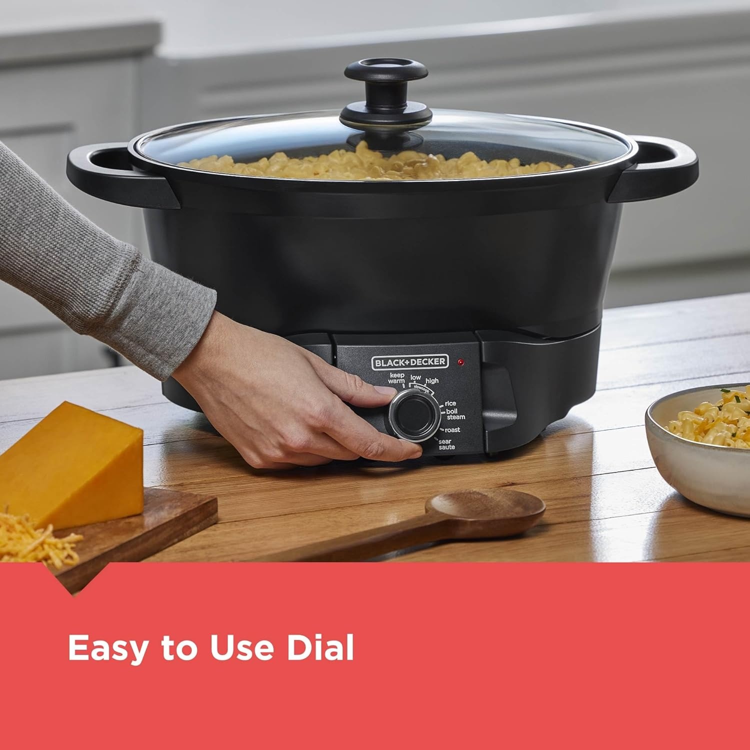 imageBLACKDECKER Multicooker 7QT Family Size 5in1 Functions Neat N Clean Technology Slow Cook SteamBoil Precision Roast SearSaute amp Rice