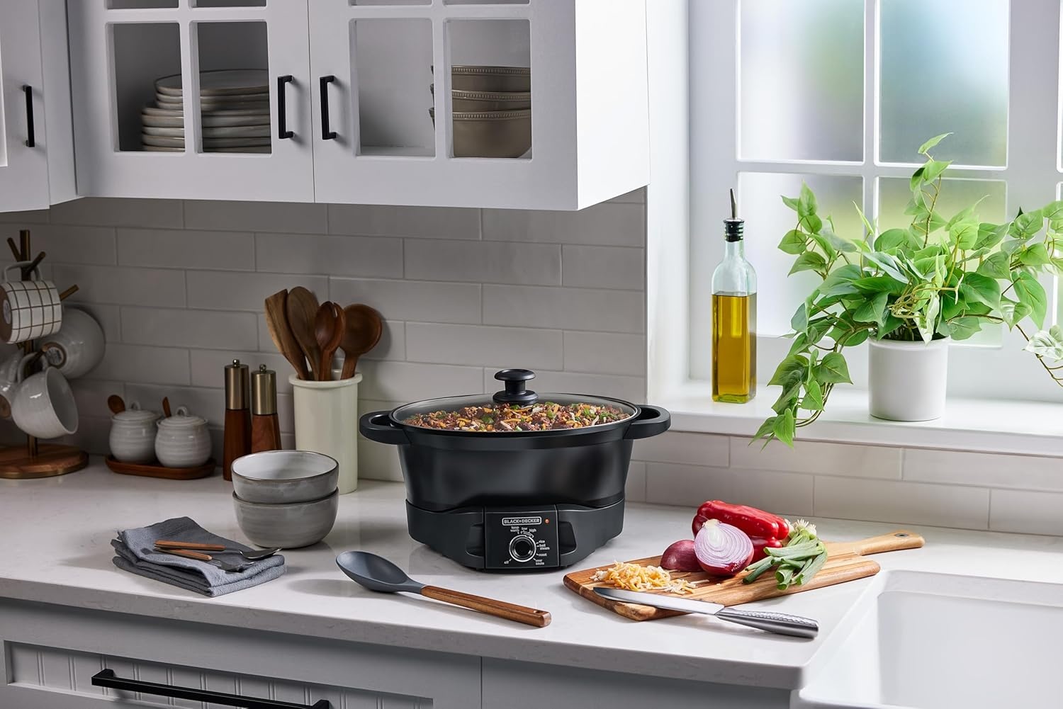 imageBLACKDECKER Multicooker 7QT Family Size 5in1 Functions Neat N Clean Technology Slow Cook SteamBoil Precision Roast SearSaute amp Rice