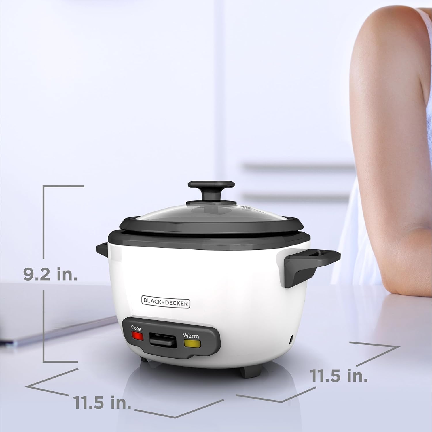 imageBLACKDECKER Rice Cooker 6Cup Cooked with Steaming Basket Removable NonStick Bowl White16cup