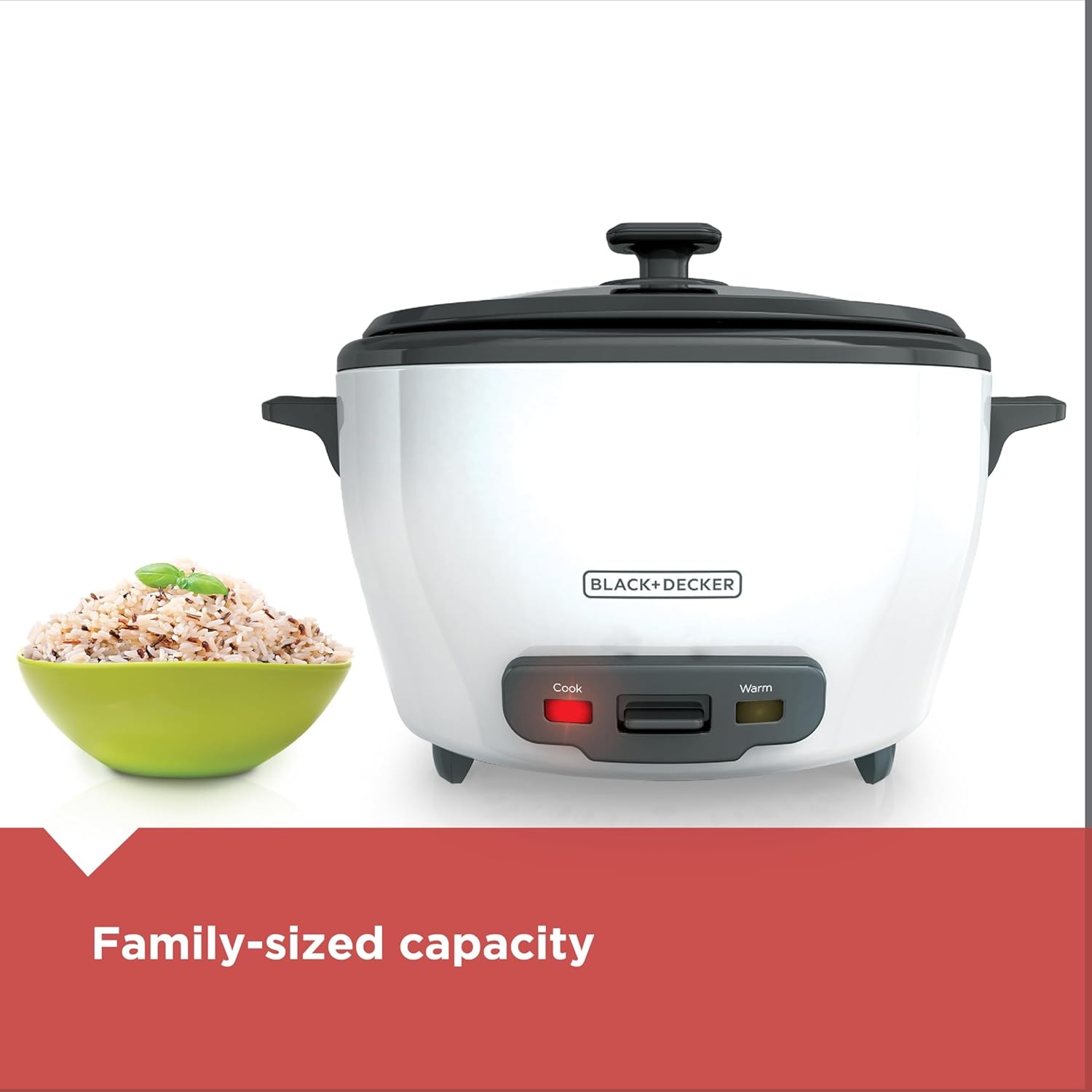imageBLACKDECKER Rice Cooker 6Cup Cooked with Steaming Basket Removable NonStick Bowl White6cup