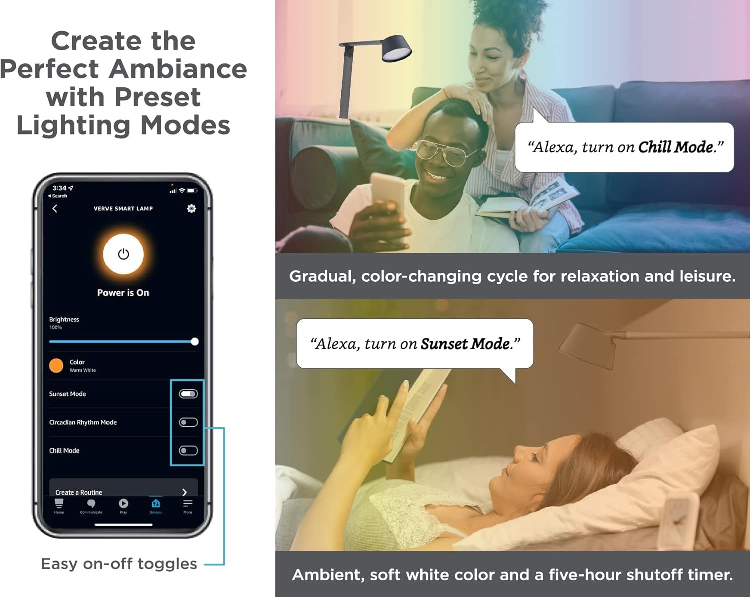 imageBLACKDECKER Verve Designer Smart Desk Lamp Works with Alexa AutoCircadian Mode True White LED 16M RGB Colors USB Charging PortBlack