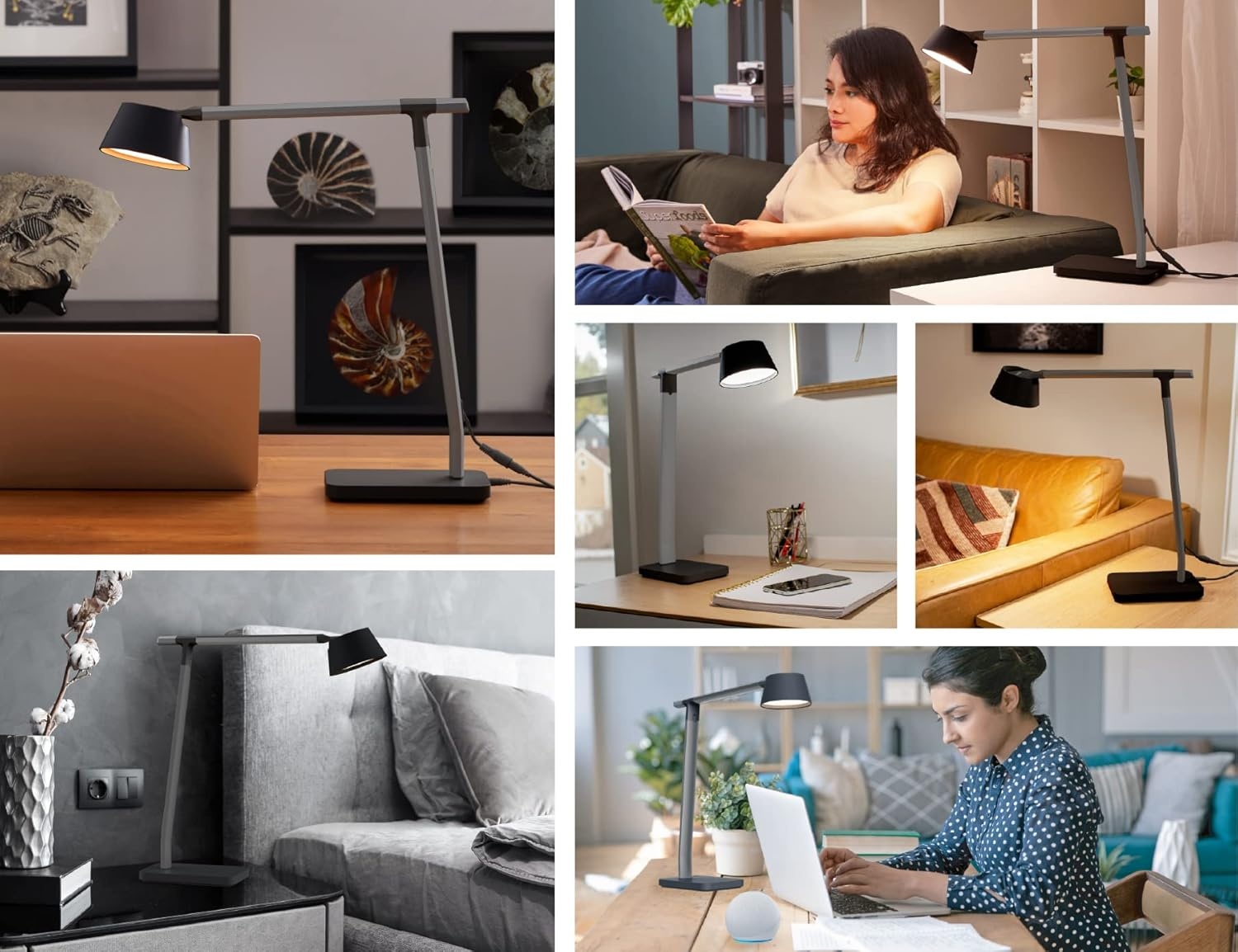 imageBLACKDECKER Verve Designer Smart Desk Lamp Works with Alexa AutoCircadian Mode True White LED 16M RGB Colors USB Charging PortBlack