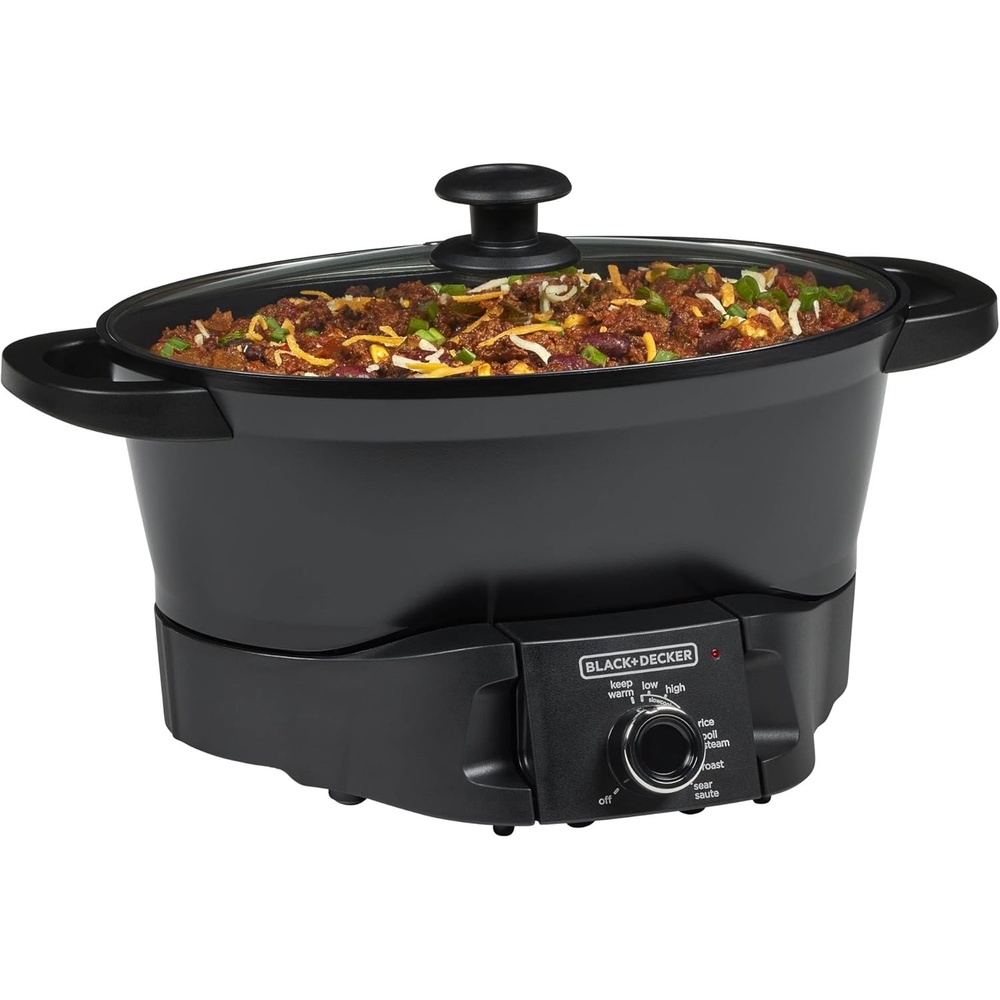 imageBLACKDECKER Multicooker 7QT Family Size 5in1 Functions Neat N Clean Technology Slow Cook SteamBoil Precision Roast SearSaute amp Rice