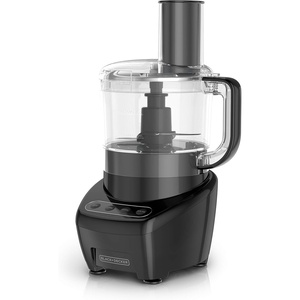 BLACK+DECKER 3-in-1 Easy Assembly 8-Cup Food Processor, Stainless Steel S-Blade, Easy-Clean, Touchpad Controls Black(Large)