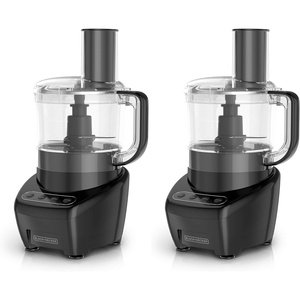 BLACK+DECKER 3-in-1 Easy Assembly 8-Cup Food Processor, Stainless Steel S-Blade, Easy-Clean, Touchpad Controls Black(Large (Pack of 2))