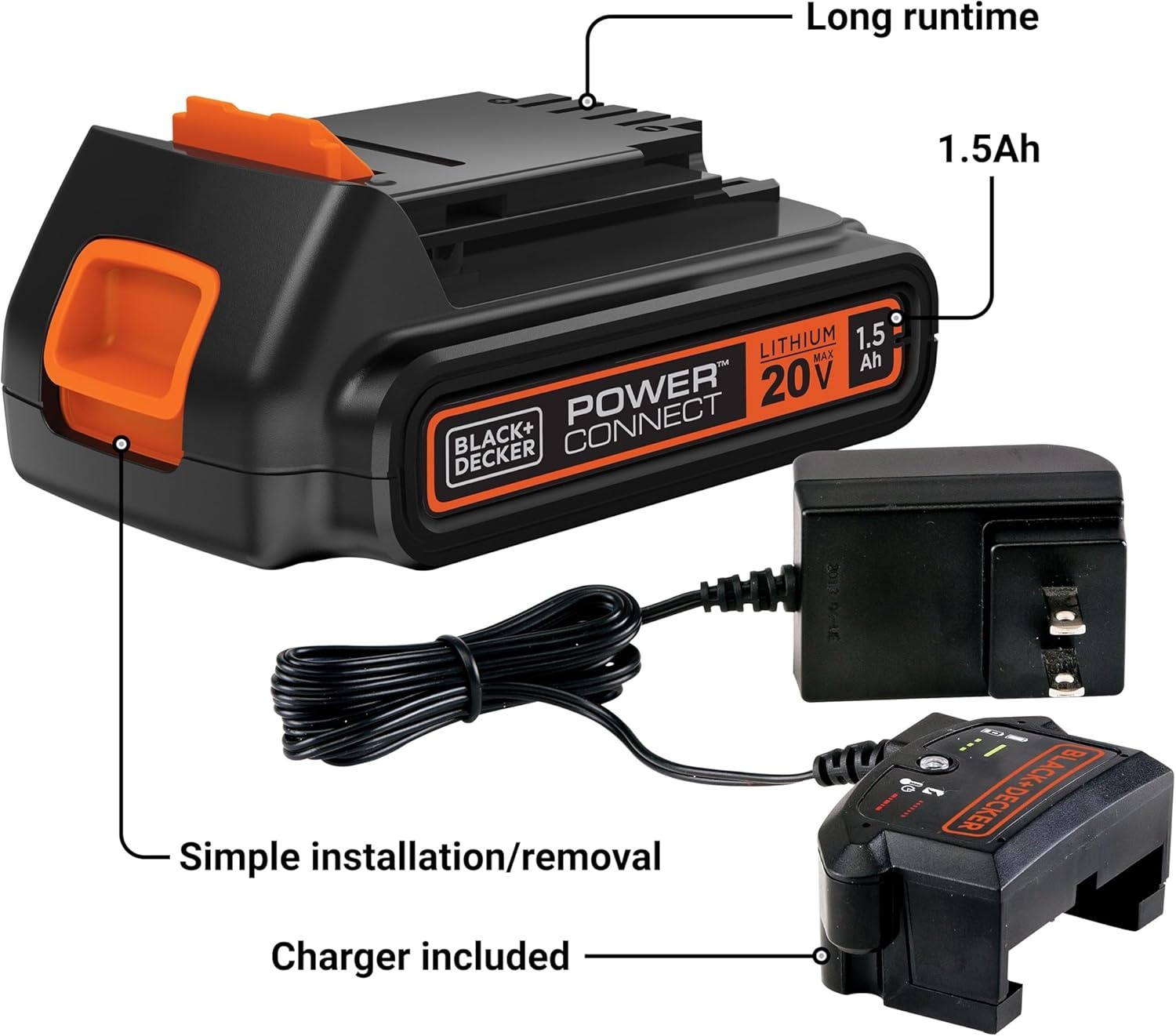 image:imageBLACKDECKER 20V MAX POWERCONNECT 15Ah Lithium Ion Battery Charger LBXR20CK15 Ah Battery Charger