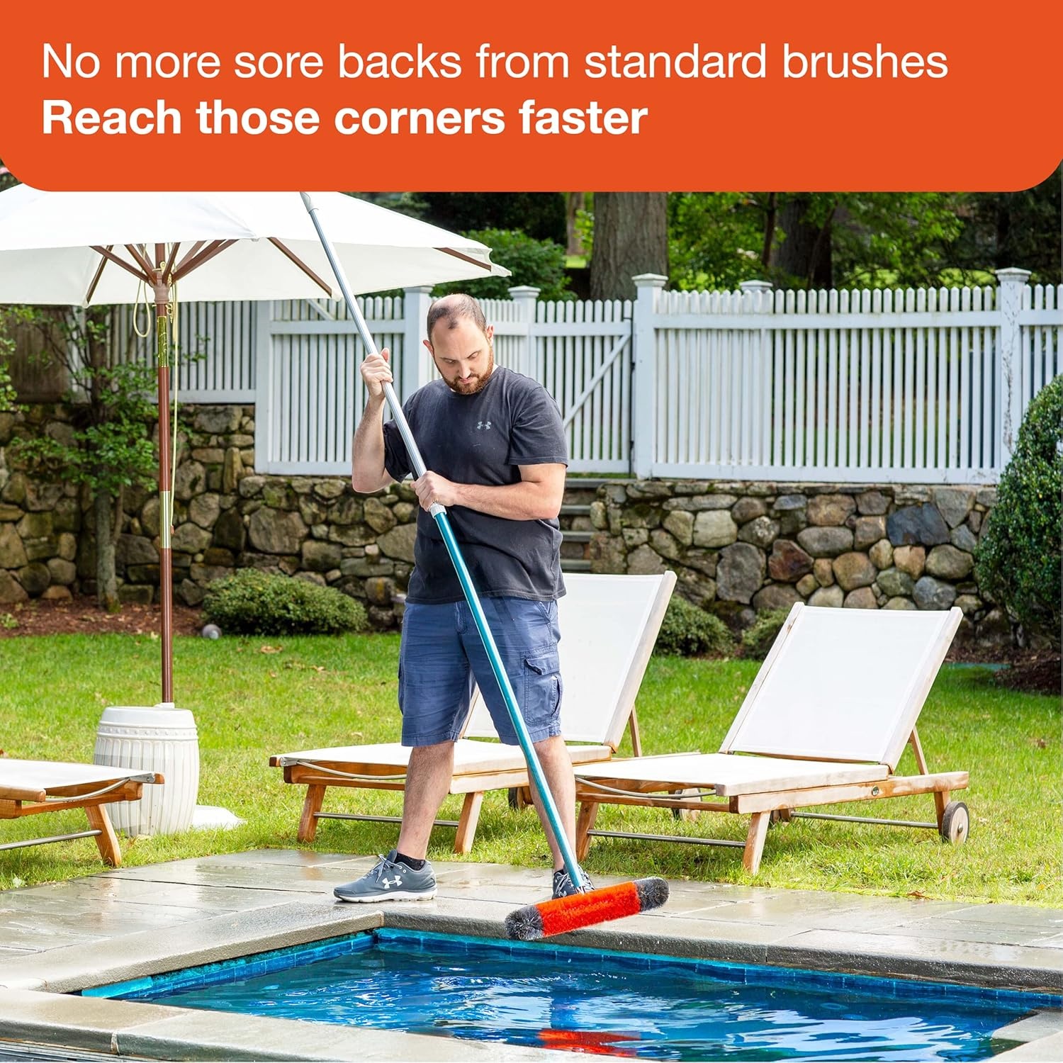 imageBLACKDECKER Pool Brush 360 Degree Bristles 18 Inches