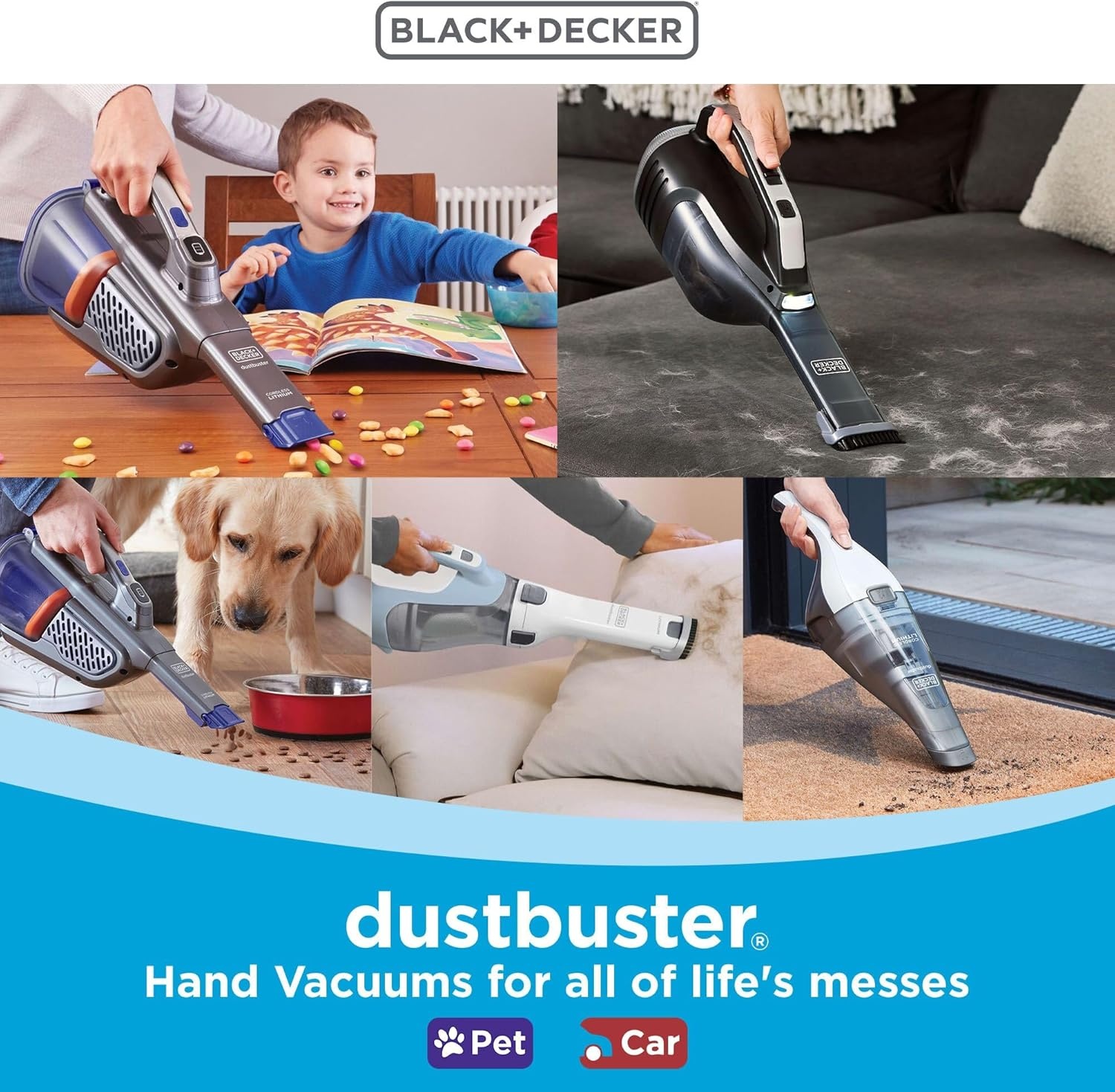 imageBLACKDECKER dustbuster Handheld Vacuum 8V Cordless Hand Vacuum for Quick Cleanup with Crevice Tool and Washable Filter HNVC220BCZ01Gray 8V