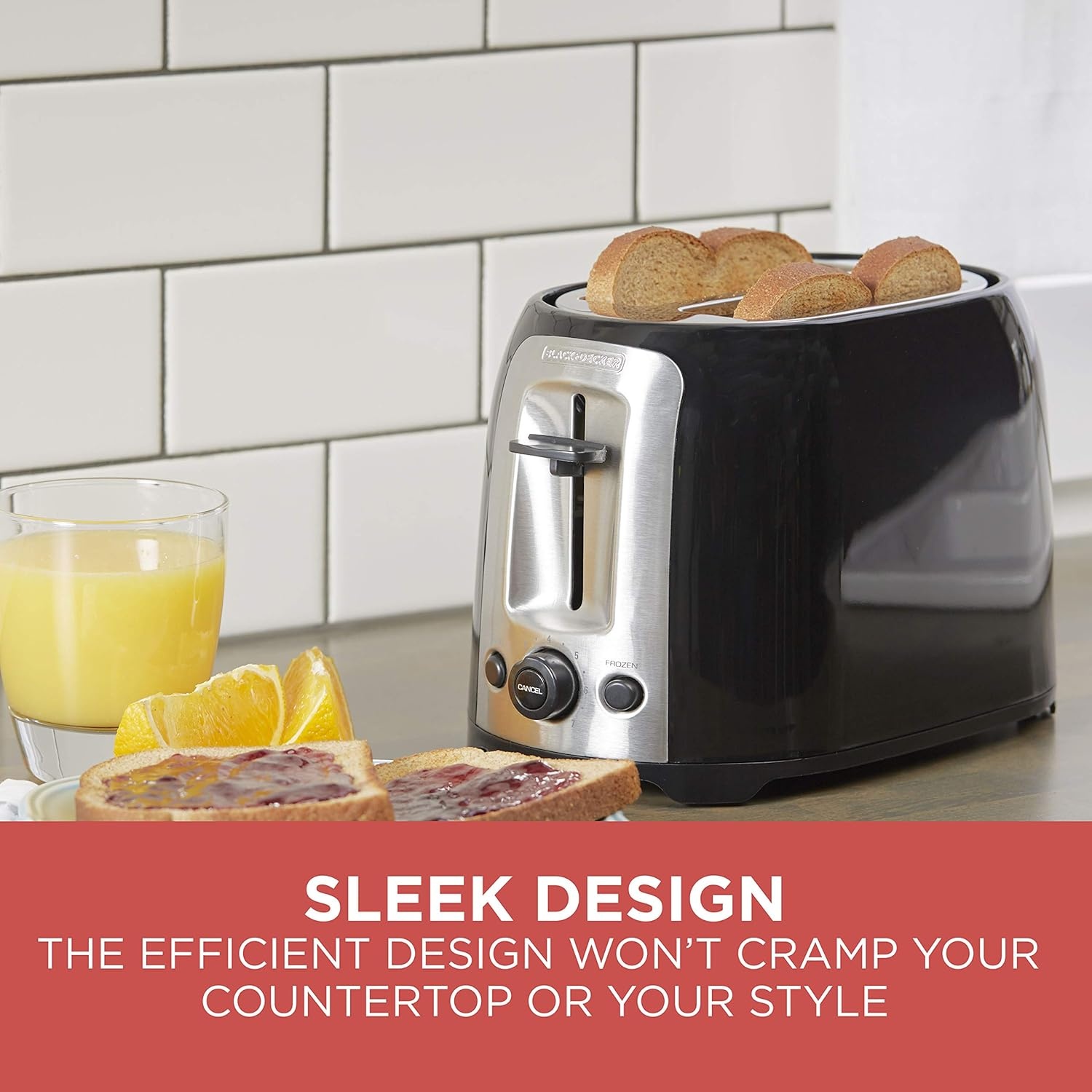 image:imageBLACKDECKER 4Slice Toaster Extra Wide Slots 7 Shade Settings 1400 Watts Frozen and Bagel Buttons Toast Shade Selector Extra LiftLight Black
