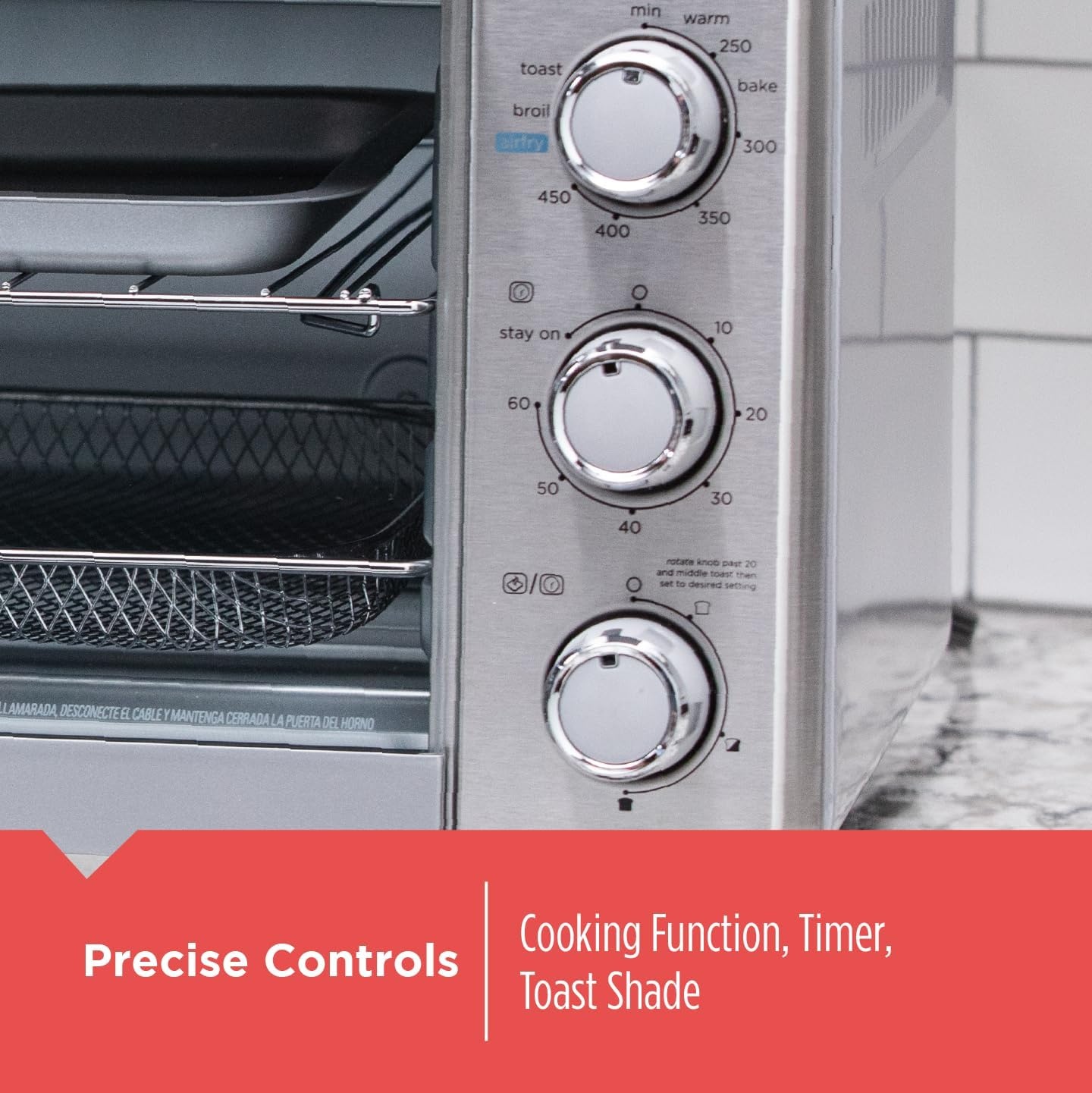 image:imageBLACKDECKER Crisp N Bake Air Fryer Countertop Convection Toaster Oven Large Capacity 6Slice 5in1 Fits 12 Pizza 60Min Timer Bake Broil Air Fry Toast Keep Warm Stainless Steel