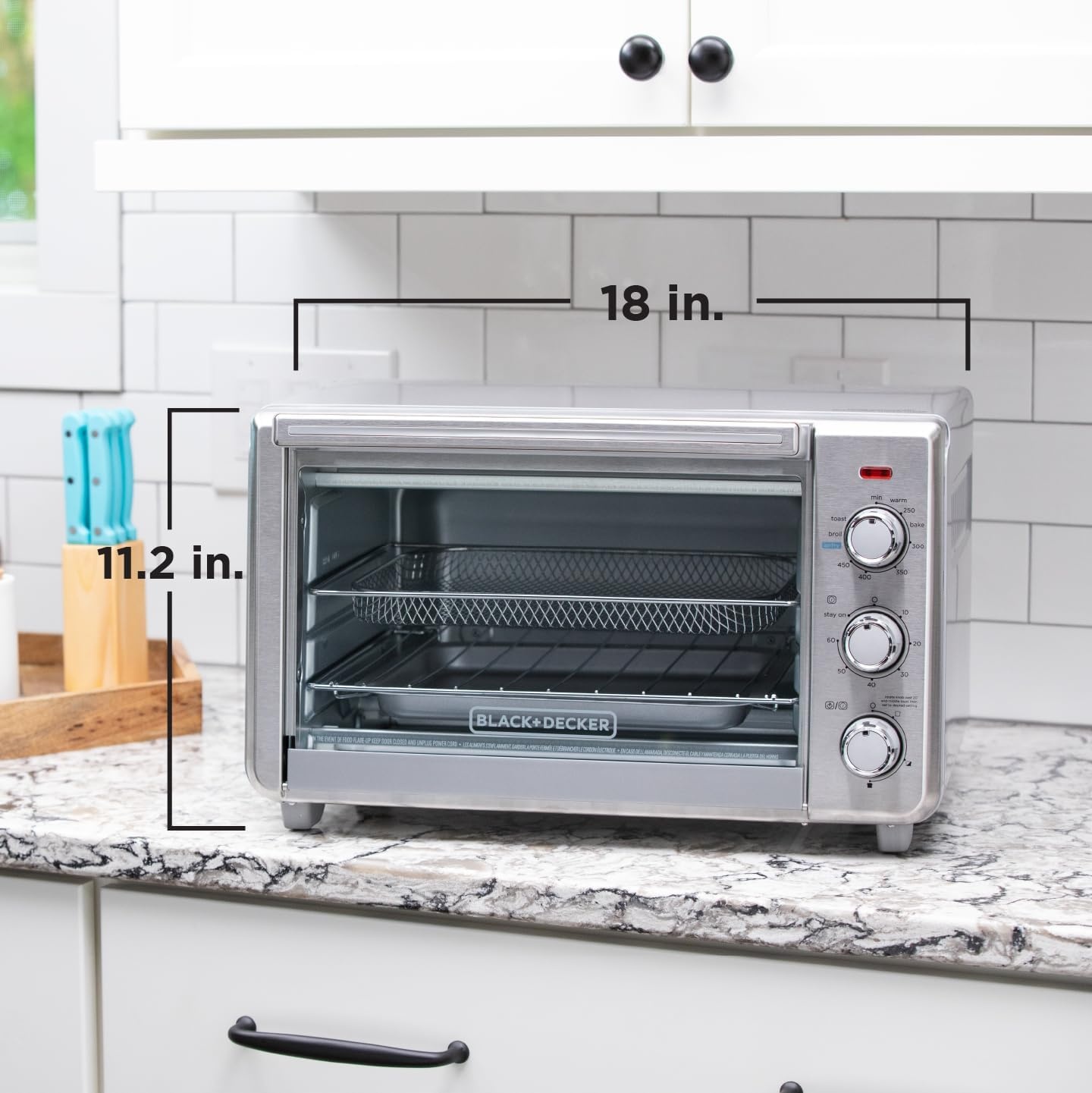 image:imageBLACKDECKER Crisp N Bake Air Fryer Countertop Convection Toaster Oven Large Capacity 6Slice 5in1 Fits 12 Pizza 60Min Timer Bake Broil Air Fry Toast Keep Warm Stainless Steel