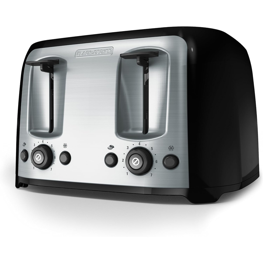 image:imageBLACKDECKER 4Slice Toaster Extra Wide Slots 7 Shade Settings 1400 Watts Frozen and Bagel Buttons Toast Shade Selector Extra LiftBlack