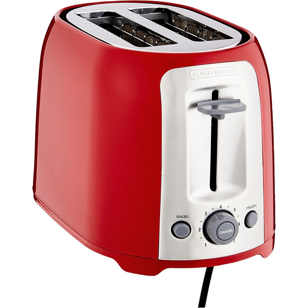 image:imageBLACKDECKER 4Slice Toaster Extra Wide Slots 7 Shade Settings 1400 Watts Frozen and Bagel Buttons Toast Shade Selector Extra LiftRed
