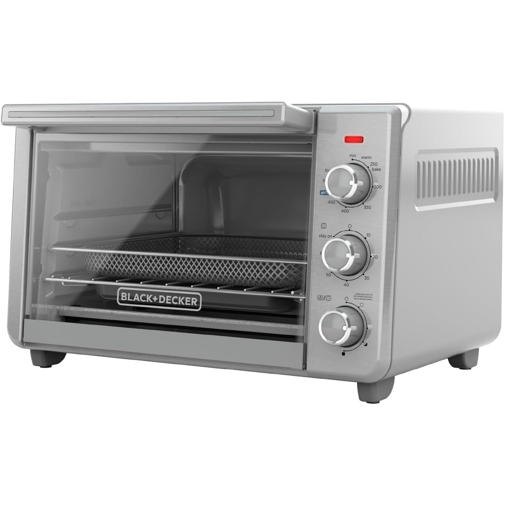 image:imageBLACKDECKER Crisp N Bake Air Fryer Countertop Convection Toaster Oven Large Capacity 6Slice 5in1 Fits 12 Pizza 60Min Timer Bake Broil Air Fry Toast Keep Warm Stainless Steel