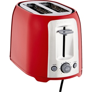BLACK+DECKER 4-Slice Toaster, Extra Wide Slots, 7 Shade Settings, 1400 Watts, Frozen and Bagel Buttons, Toast Shade Selector, Extra Lift(Red)