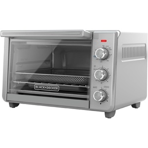 BLACK+DECKER Crisp ‘N Bake Air Fryer Countertop Convection Toaster Oven, Large Capacity, 6-Slice, 5-in-1, Fits 12” Pizza, 60-Min Timer, Bake, Broil, Air Fry, Toast, Keep Warm, Stainless Steel