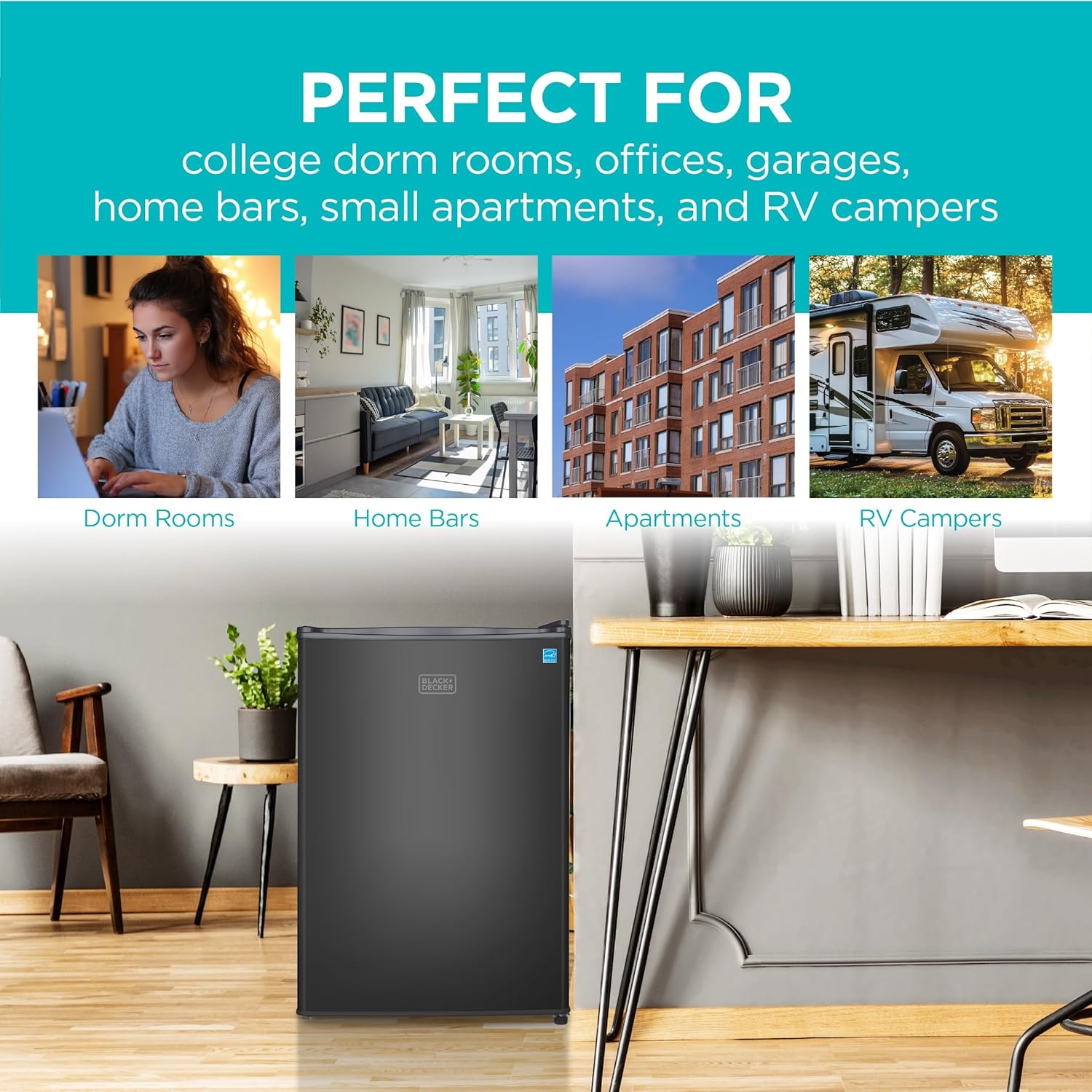 image:imageBLACKDECKER 43 Cu Ft Compact Refrigerator ENERGY STAR Certified Single Door Mini Fridge with Chiller Compartment Personal Fridge for Home or Dorm Room BCRK43V Stainless LookBlack