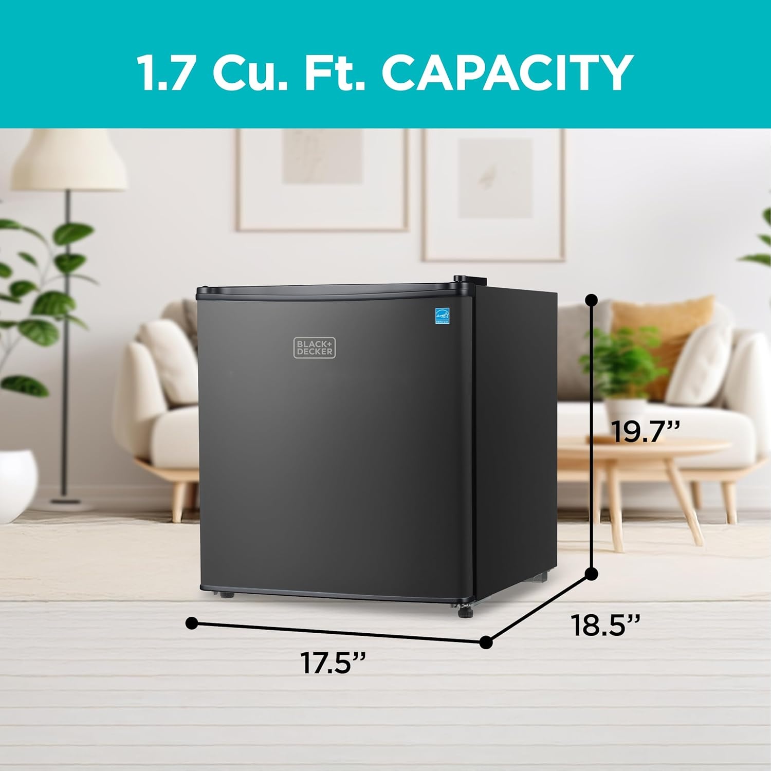image:imageBLACKDECKER 43 Cu Ft Compact Refrigerator ENERGY STAR Certified Single Door Mini Fridge with Chiller Compartment Personal Fridge for Home or Dorm Room BCRK43V Stainless LookBlack
