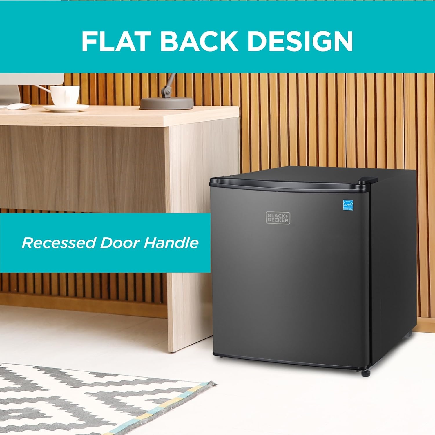 image:imageBLACKDECKER 43 Cu Ft Compact Refrigerator ENERGY STAR Certified Single Door Mini Fridge with Chiller Compartment Personal Fridge for Home or Dorm Room BCRK43V Stainless LookBlack