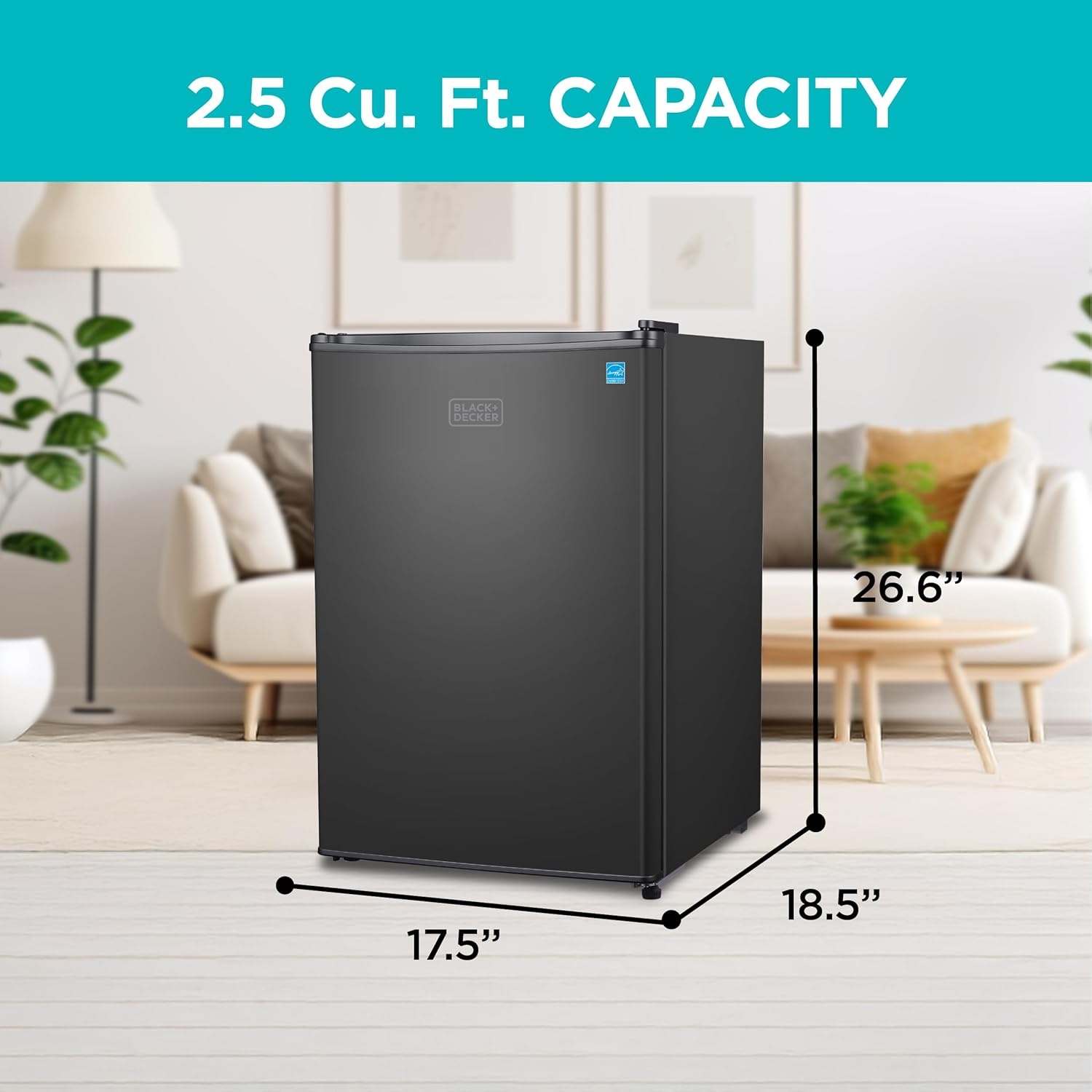 image:imageBLACKDECKER 43 Cu Ft Compact Refrigerator ENERGY STAR Certified Single Door Mini Fridge with Chiller Compartment Personal Fridge for Home or Dorm Room BCRK43V Stainless LookBlack