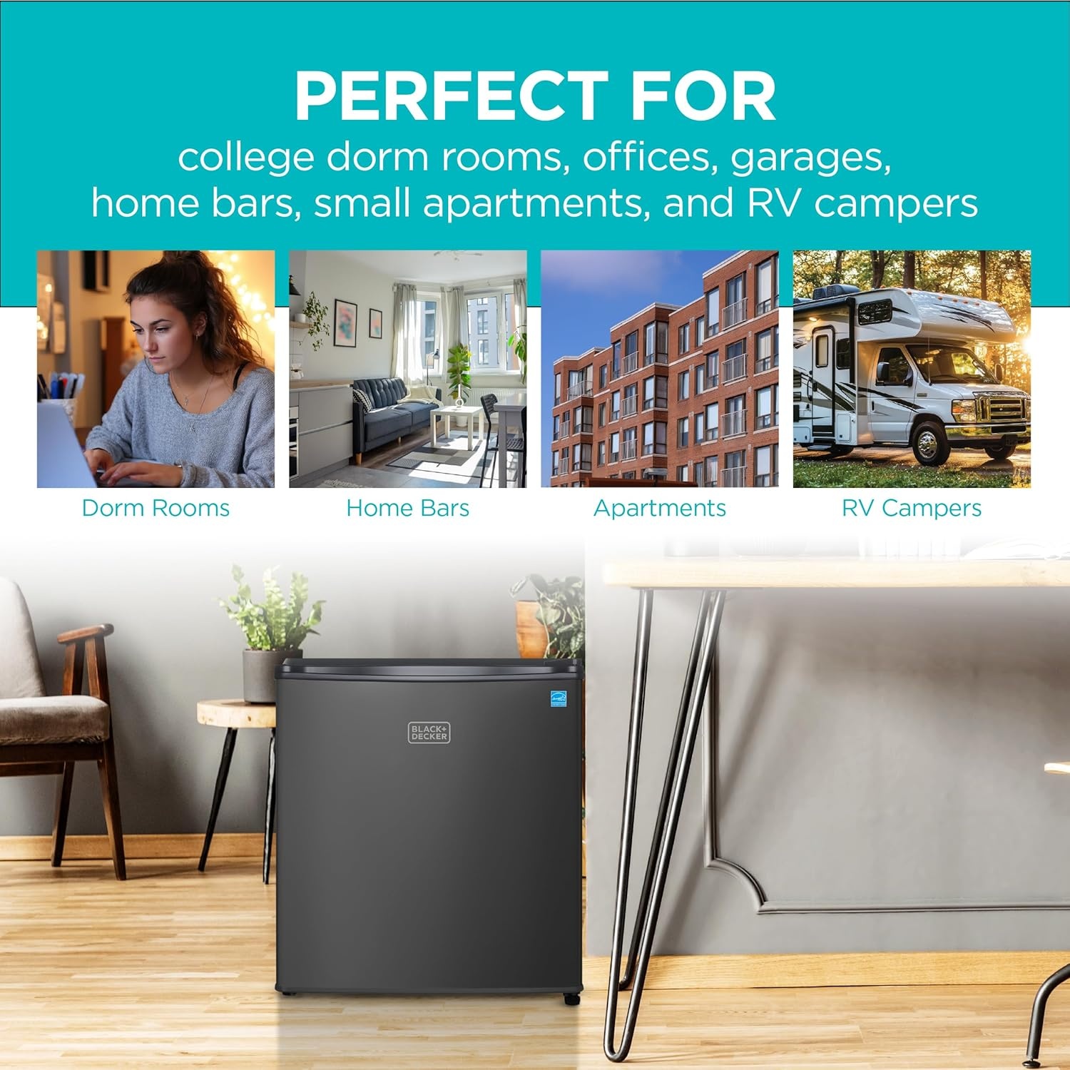 image:imageBLACKDECKER 43 Cu Ft Compact Refrigerator ENERGY STAR Certified Single Door Mini Fridge with Chiller Compartment Personal Fridge for Home or Dorm Room BCRK43V Stainless LookBlack