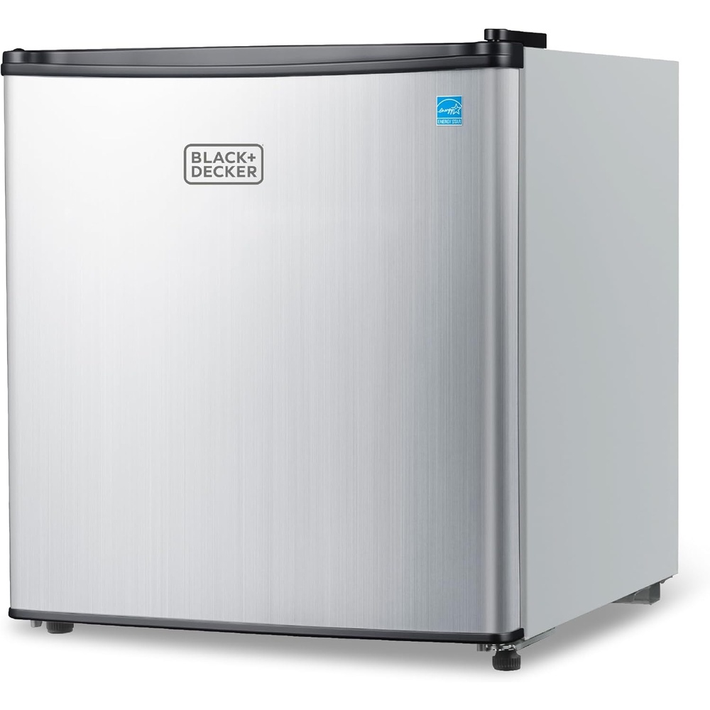 image:imageBLACKDECKER 43 Cu Ft Compact Refrigerator ENERGY STAR Certified Single Door Mini Fridge with Chiller Compartment Personal Fridge for Home or Dorm Room BCRK43V Stainless LookSilver