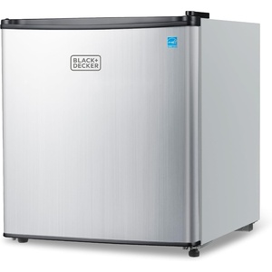 BLACK+DECKER 4.3 Cu. Ft. Compact Refrigerator, ENERGY STAR Certified, Single Door Mini Fridge with Chiller Compartment, Personal Fridge for Home or Dorm Room, BCRK43V, Stainless Look(Silver)