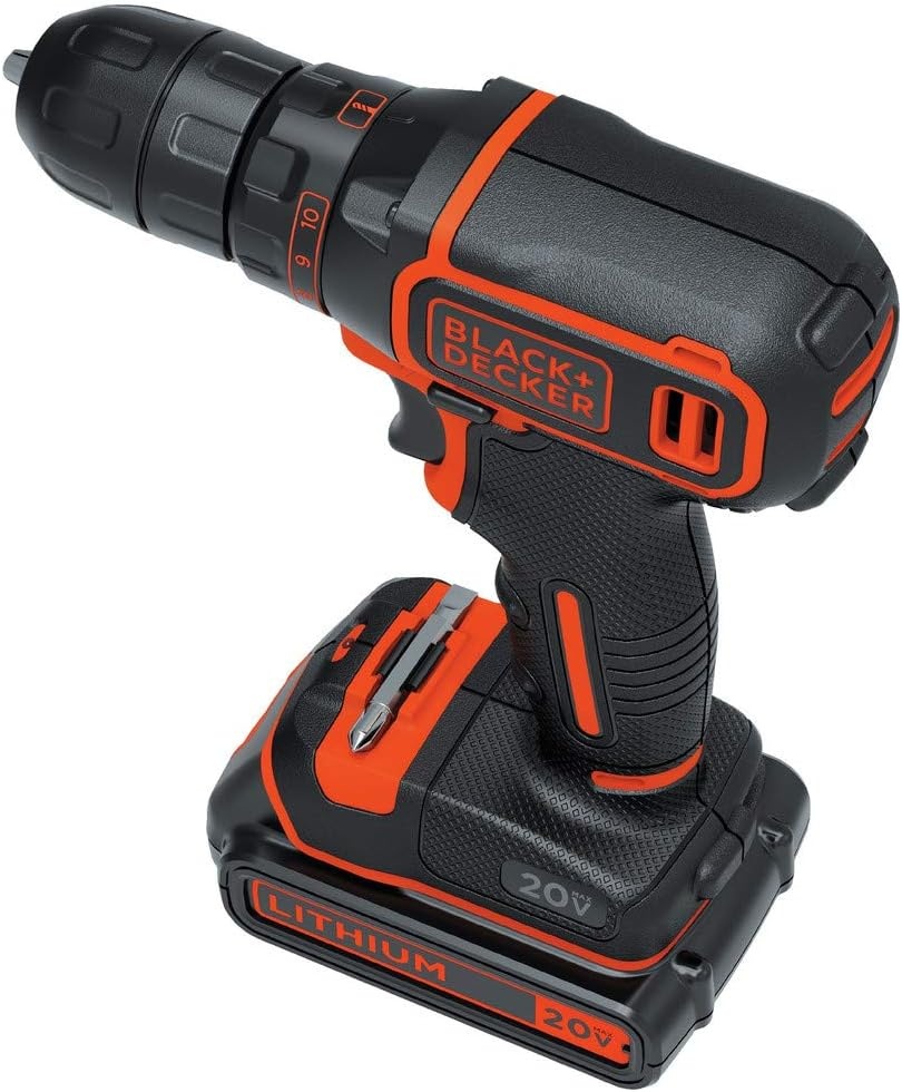 image:imageBLACKDECKER 20V MAX Cordless DrillDriver Kit with Battery Charger and Double Ended Bit BDCDD120CSpeed Drill