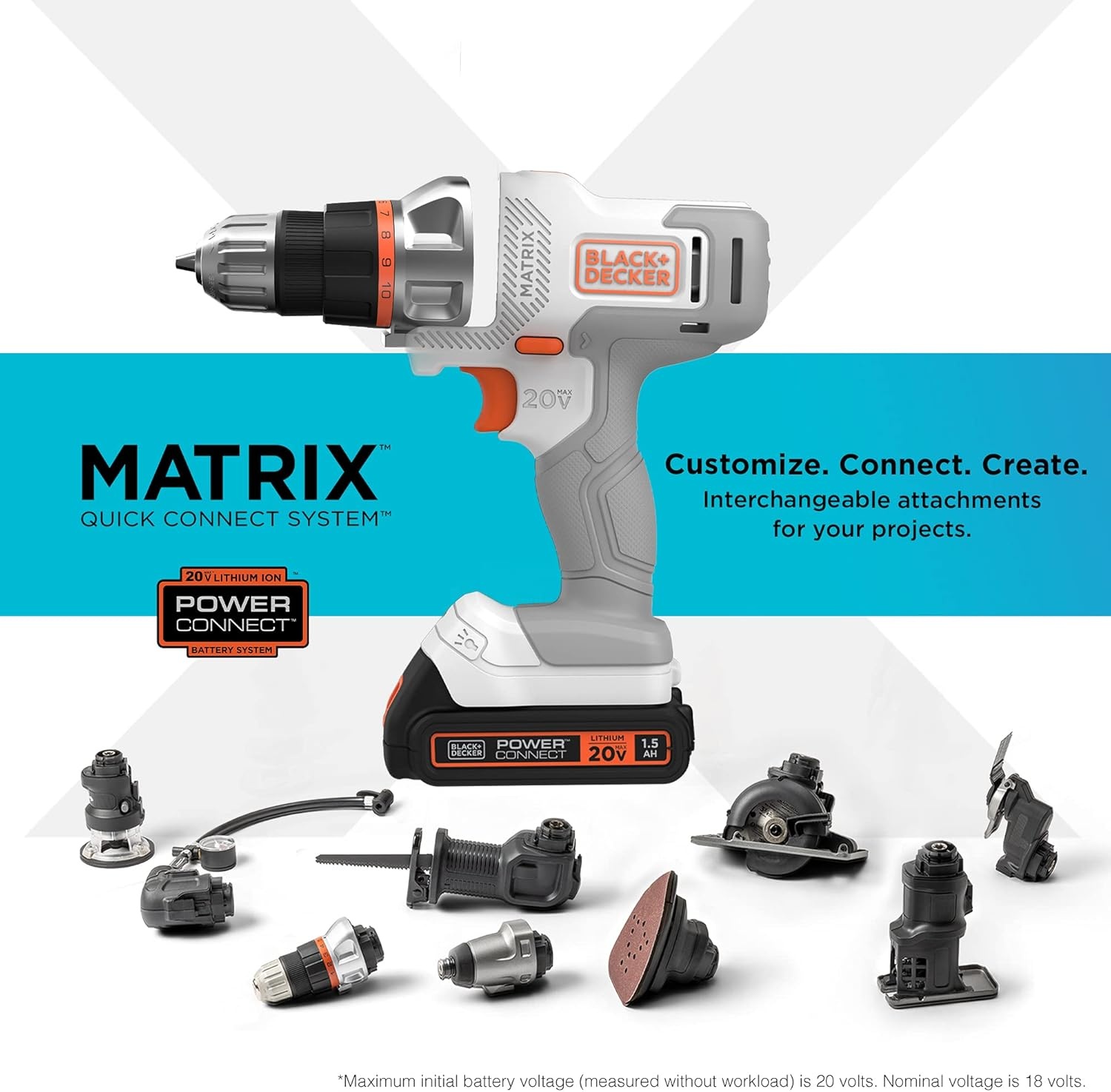 image:imageBLACKDECKER 20V MAX Matrix Cordless DrillDriver Kit White BDCDMT120WC1FFDrill Kit White