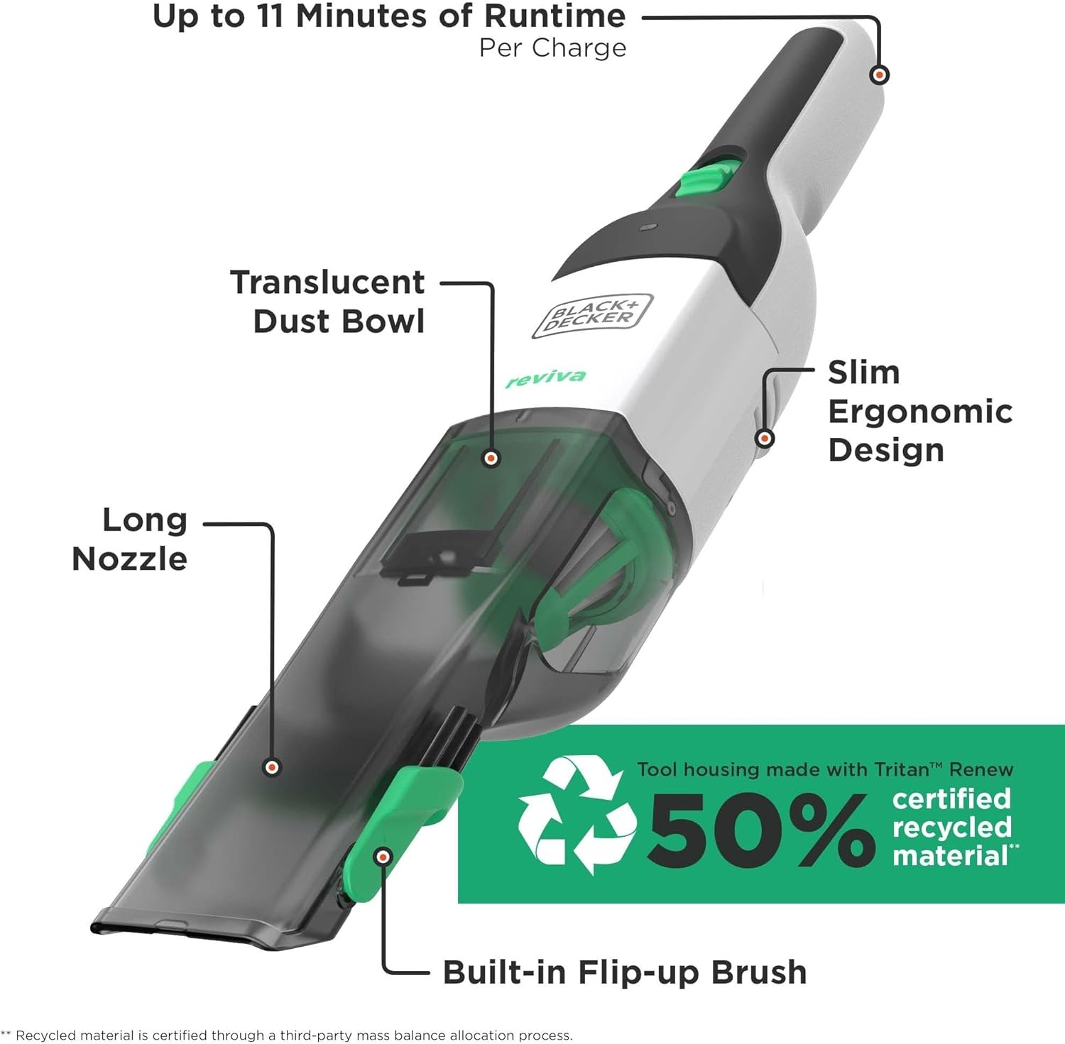 image:imageBLACKDECKER 8V MAX reviva Handheld Vacuum Cordless Transparent Dustbowl REVHV8J40
